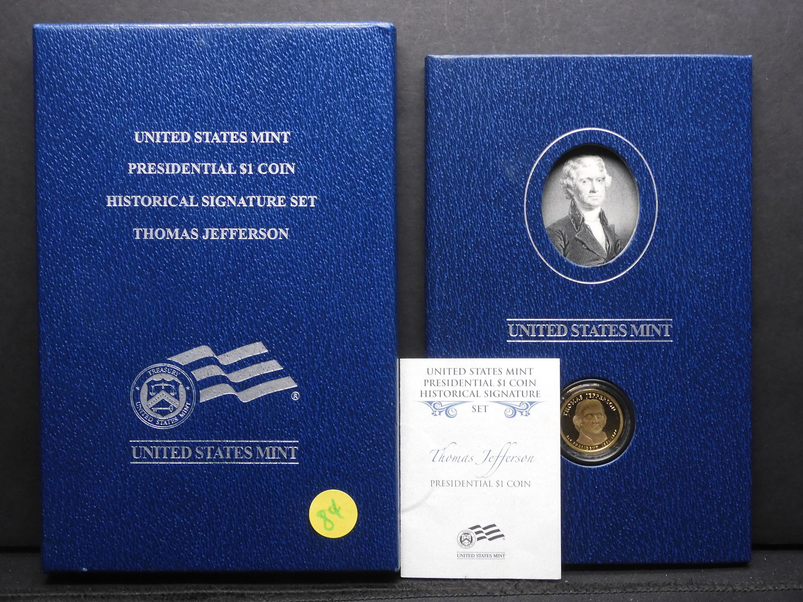 United States Mint Presidential 1$ Coin Historical: United States Mint Presidential 1$ Coin Historical Signature Set - Thomas Jefferson