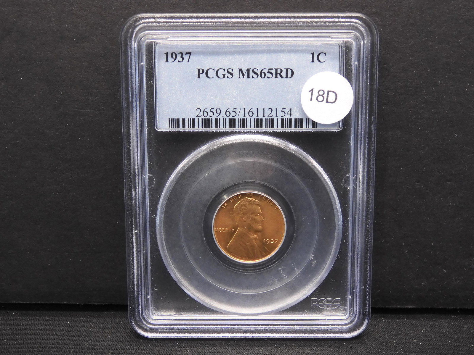 1937 Lincoln 1c.  PCGS MS65 RD. (1 of 4)
