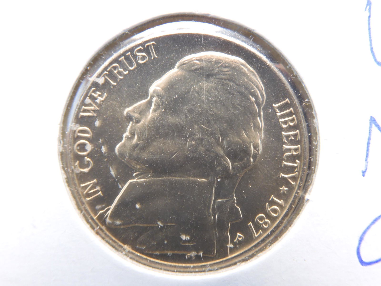 1987-P Jefferson Nickel Unc. BU (1 of 3)