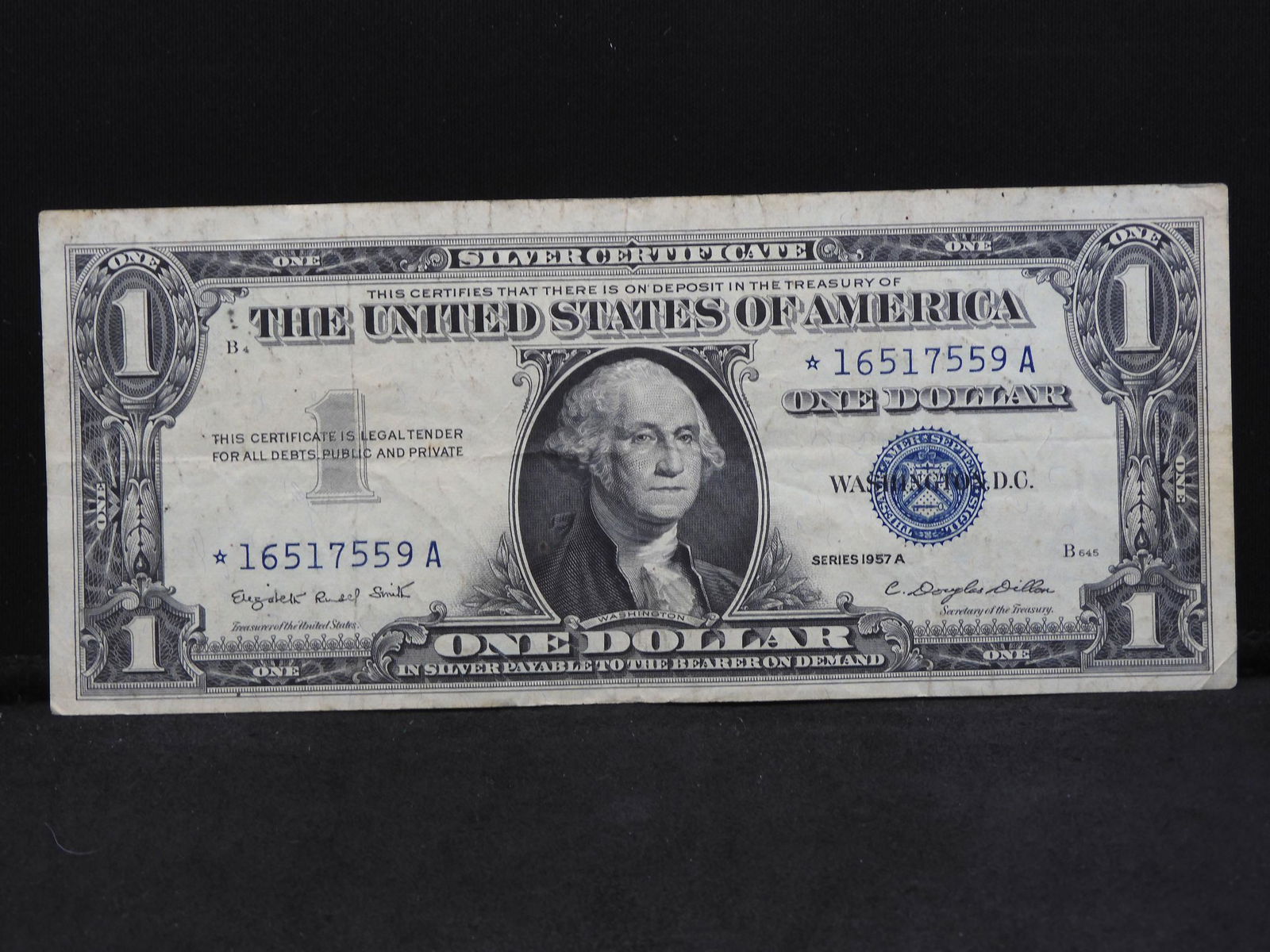 1957-A $1 Blue Seal STAR Note Silver Certificate. (1 of 3)