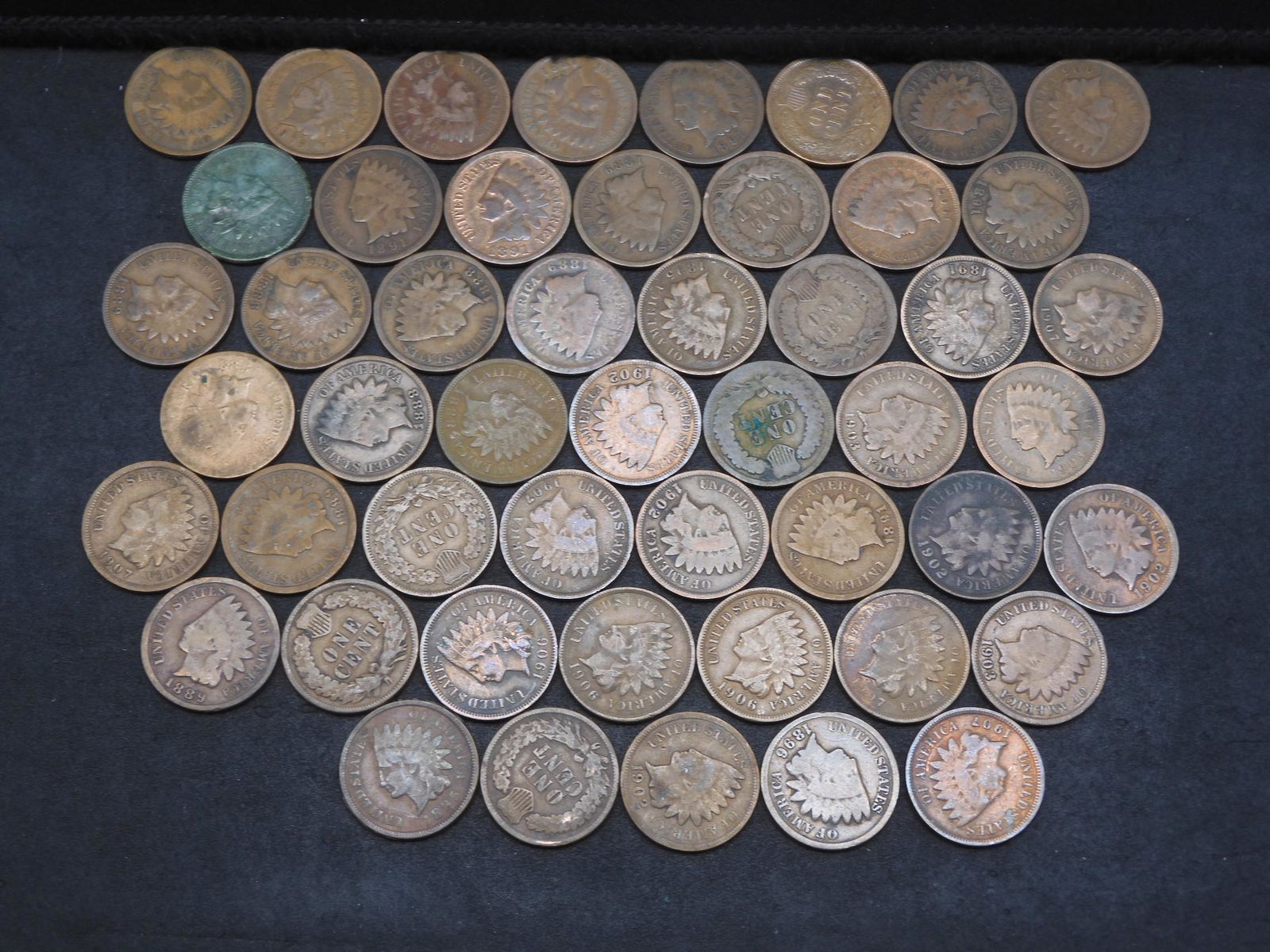 50 Mixed Date Indian Head Cents. (1 of 3)