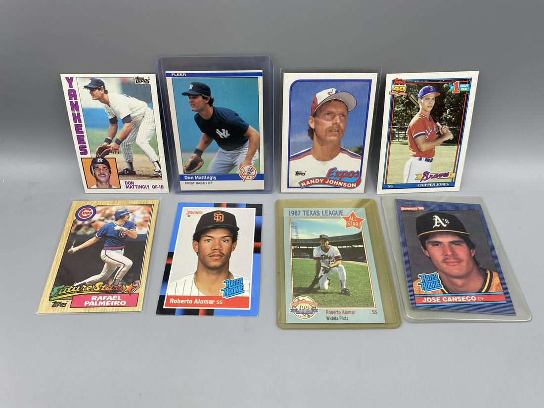 Lot of (7) MLB stars Rookie Cards - Don Mattingly,: Lot of (7) MLB stars Rookie Cards - Don Mattingly, Chipper Jones, Randy Johnson