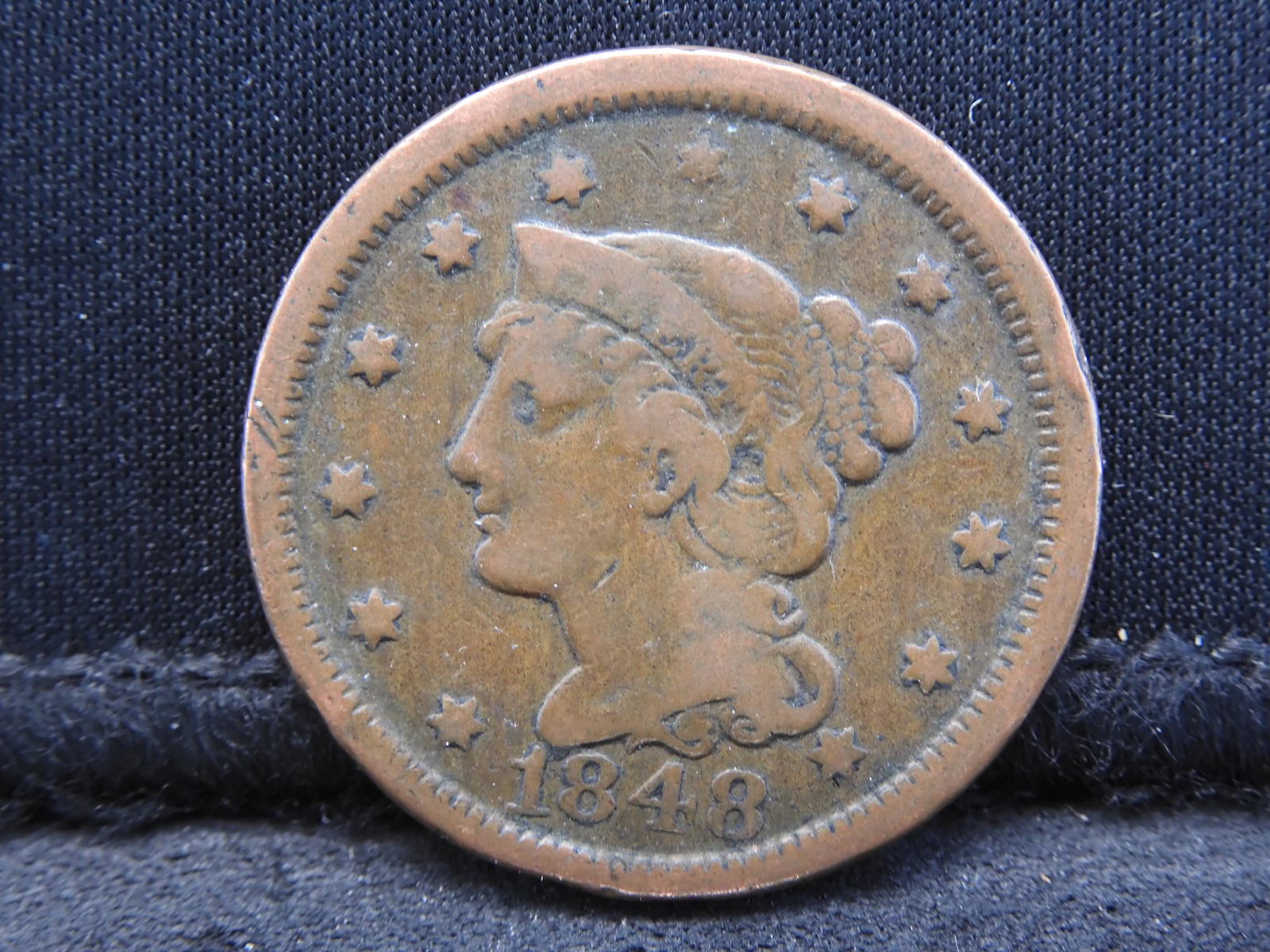 1848 Braided Hair Large Cent - VG/Fine Condition (1 of 2)
