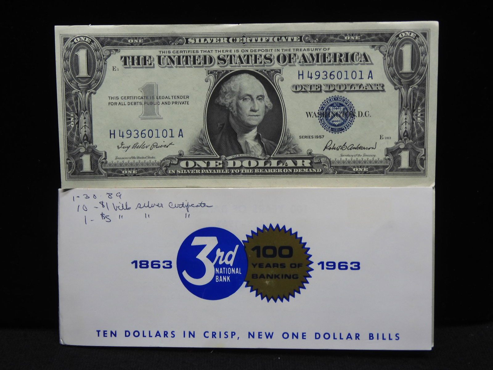 10 Consecutively Numbered Series 1957 $1.00 Silver (1 of 8)