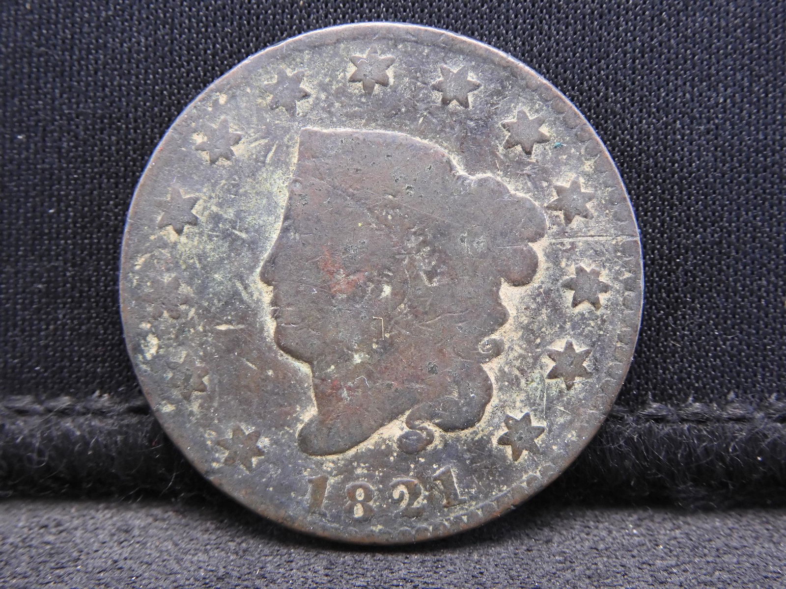 1821 Coronet Head Large Cent - Nice Detail!  Tough (1 of 2)