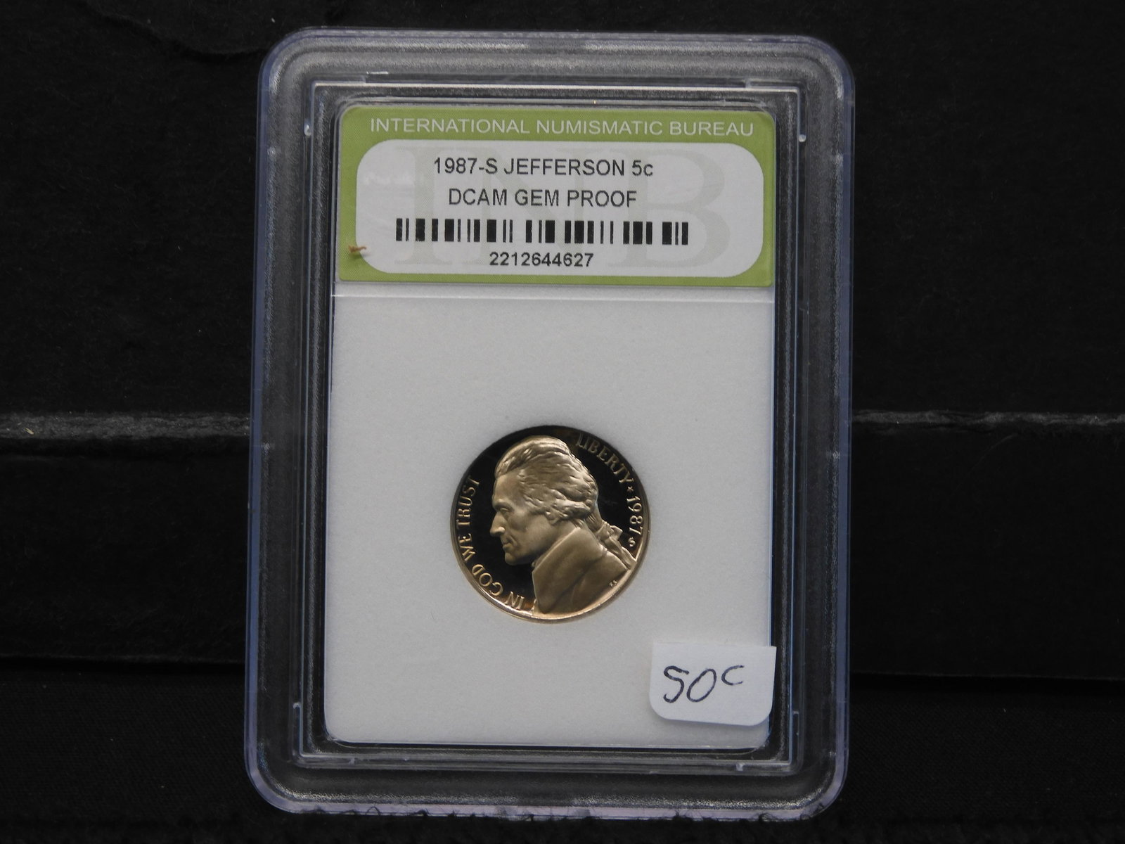 1987-S (DCAM GEM PROOF) JEFFERSON 5C, INB, HUGE MIRROR! (1 of 4)