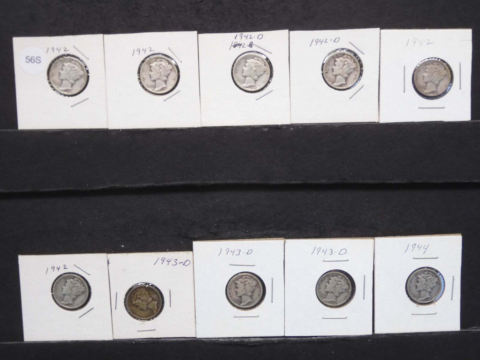 (4) 1942, (2) 1942-D, (3) 1943-D & (1) 1944 Mercury (1 of 9)