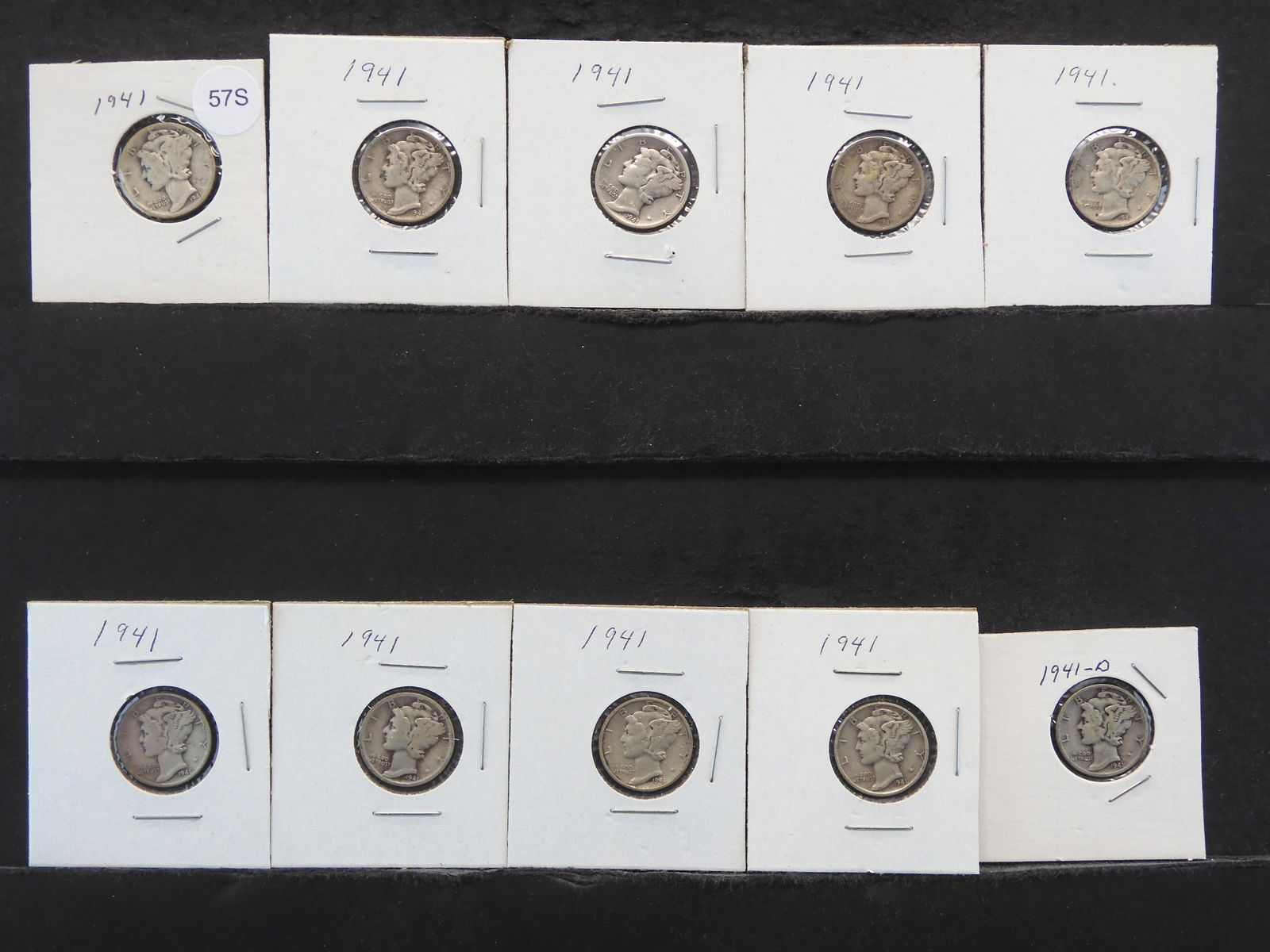 (9) 1941 Mercury Dimes & (1) 1941-D Mercury Dime (1 of 9)