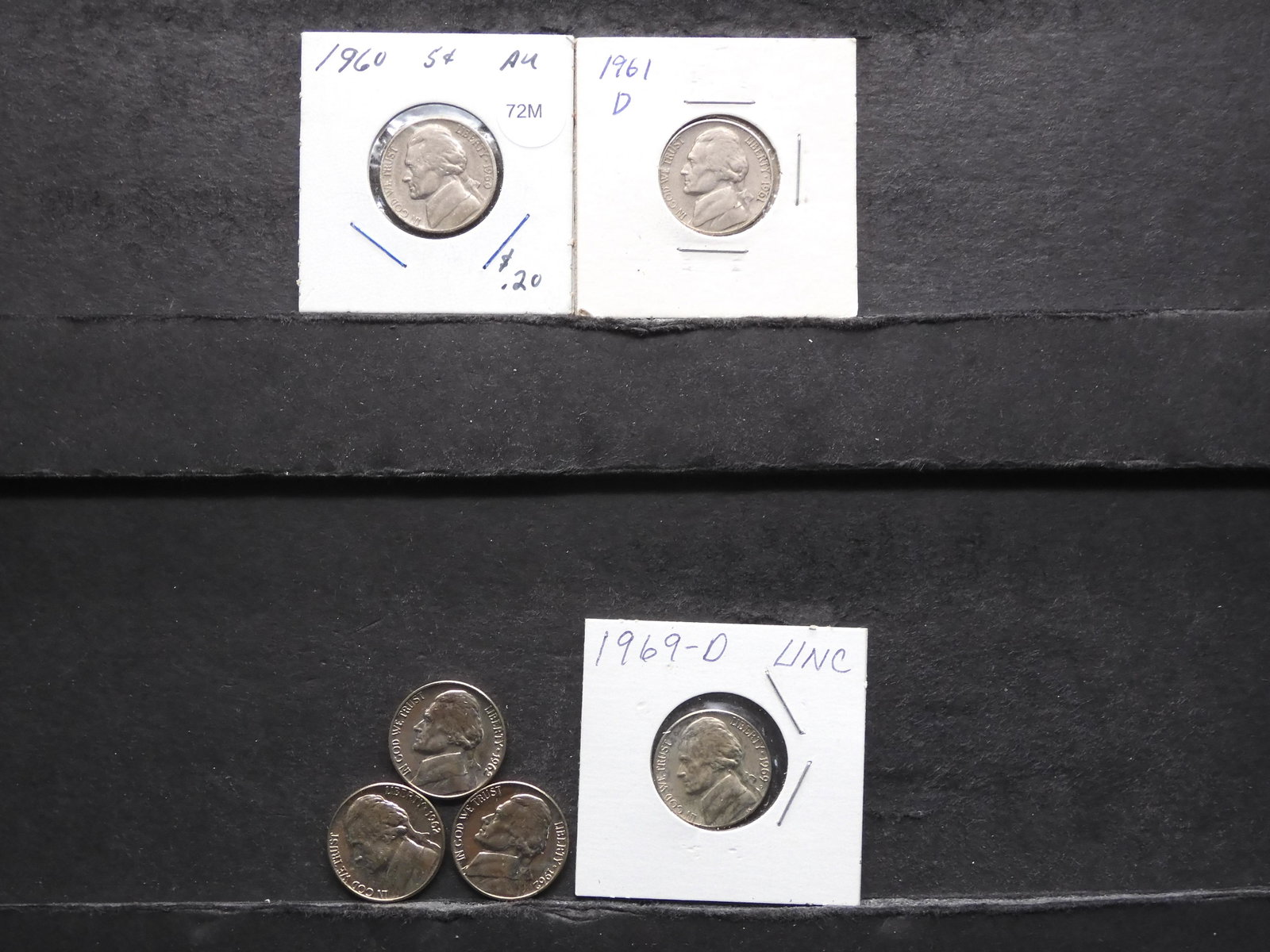 1960, 1961-D, (3) 1962 & 1969-D Jefferson Nickels: 1960, 1961-D, (3) 1962 & 1969-D Jefferson Nickels