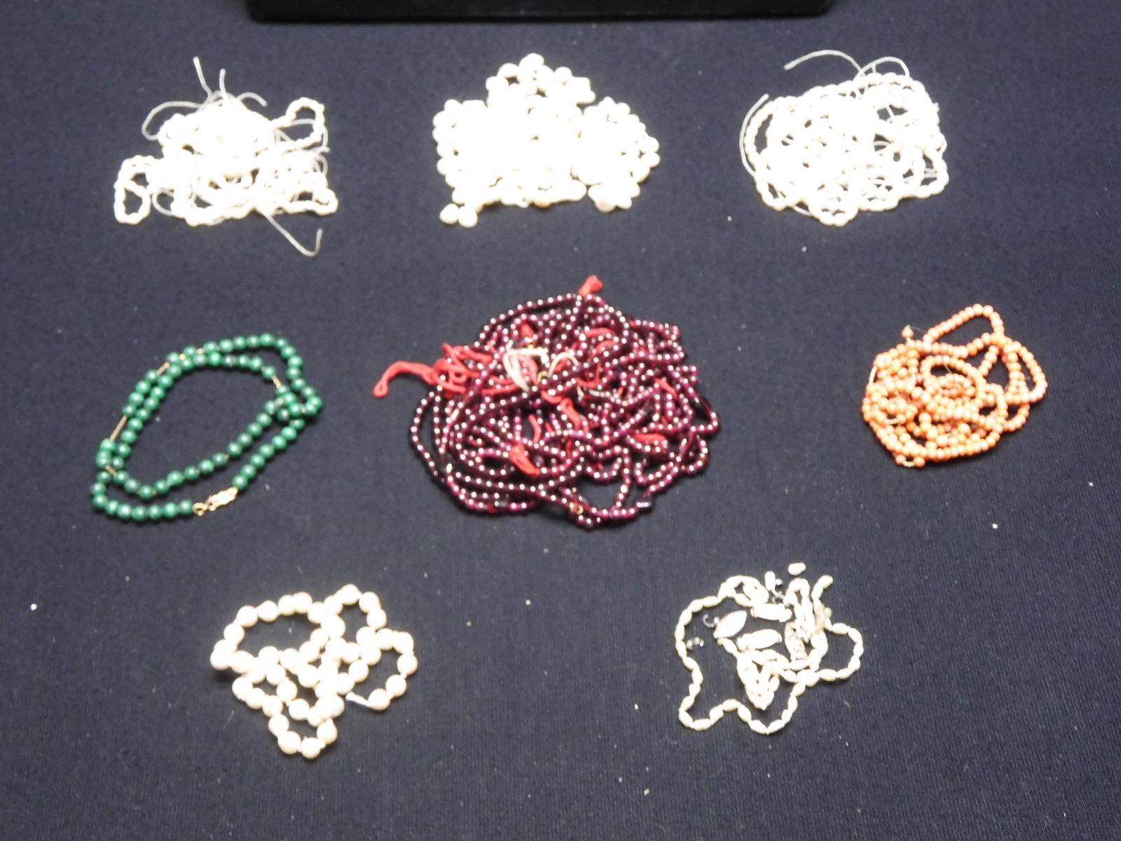 Assorted Fresh Water Pearls; Garnet Beads; Malachite: Assorted Fresh Water Pearls; Garnet Beads; Malachite Beads; Coral Beads