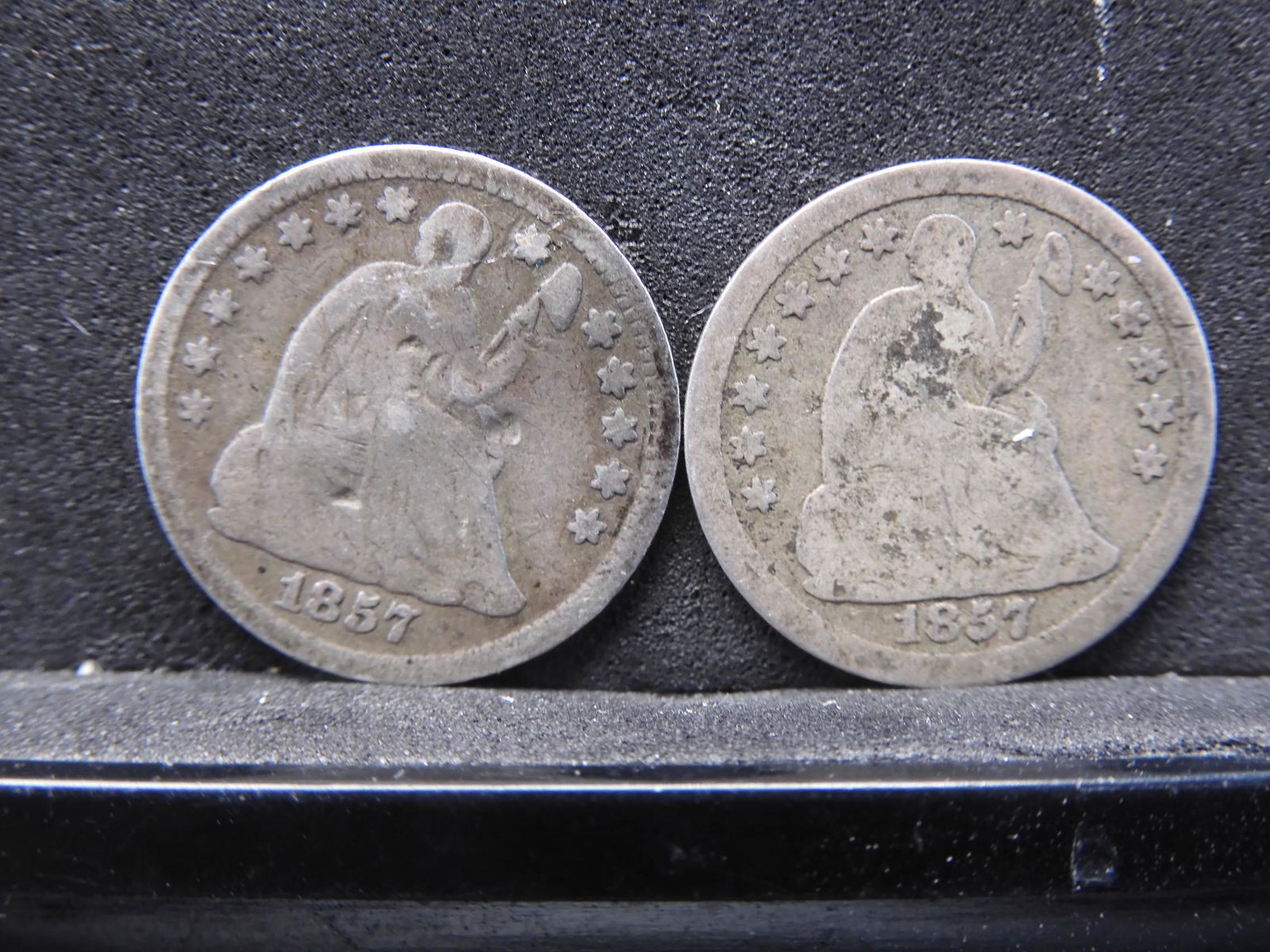 (2) 1857 Seated Liberty Half Dimes (1 of 2)