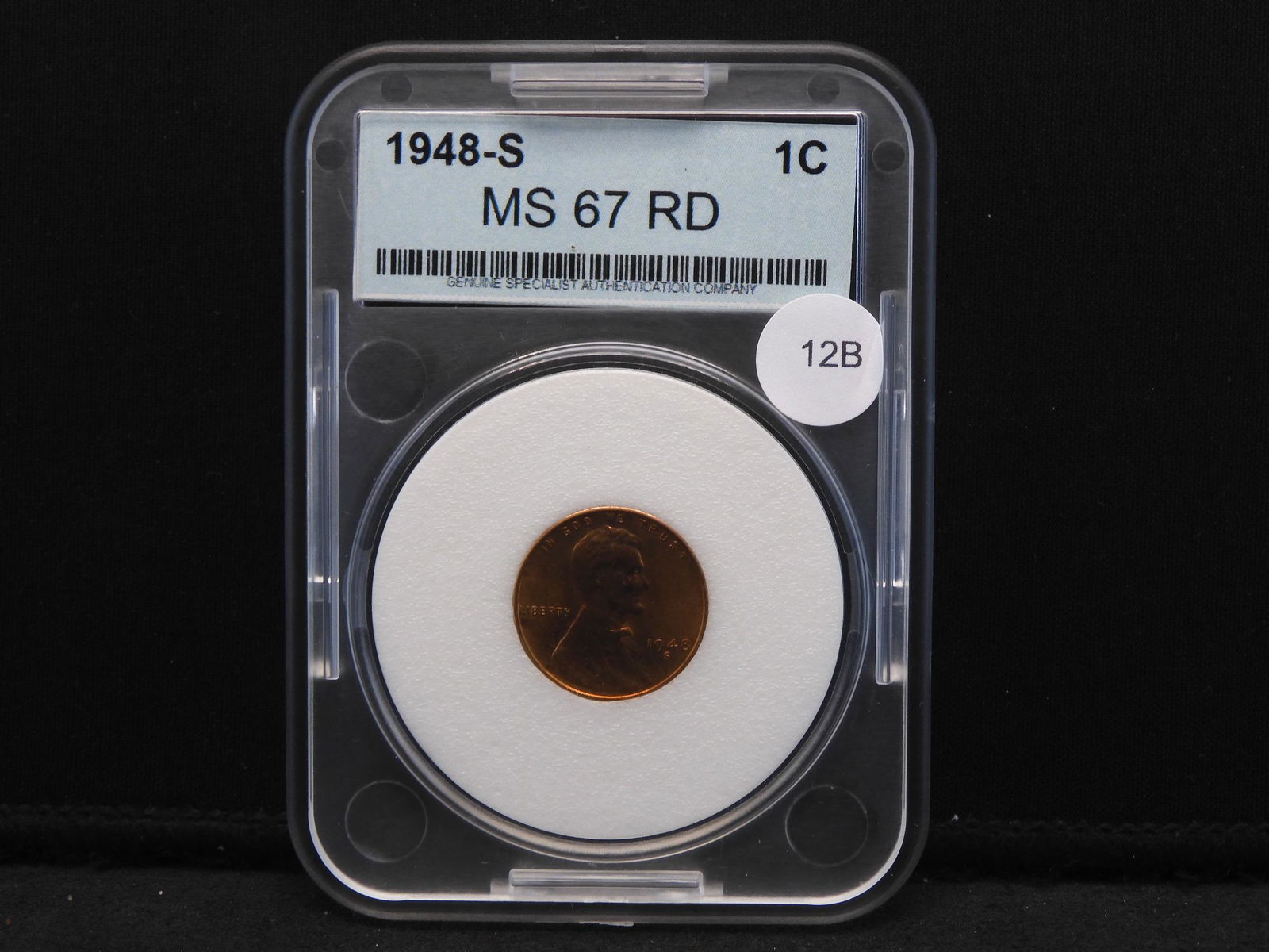 1948 -S Lincoln Wheat Cent MS 67 RD GSAC (1 of 4)