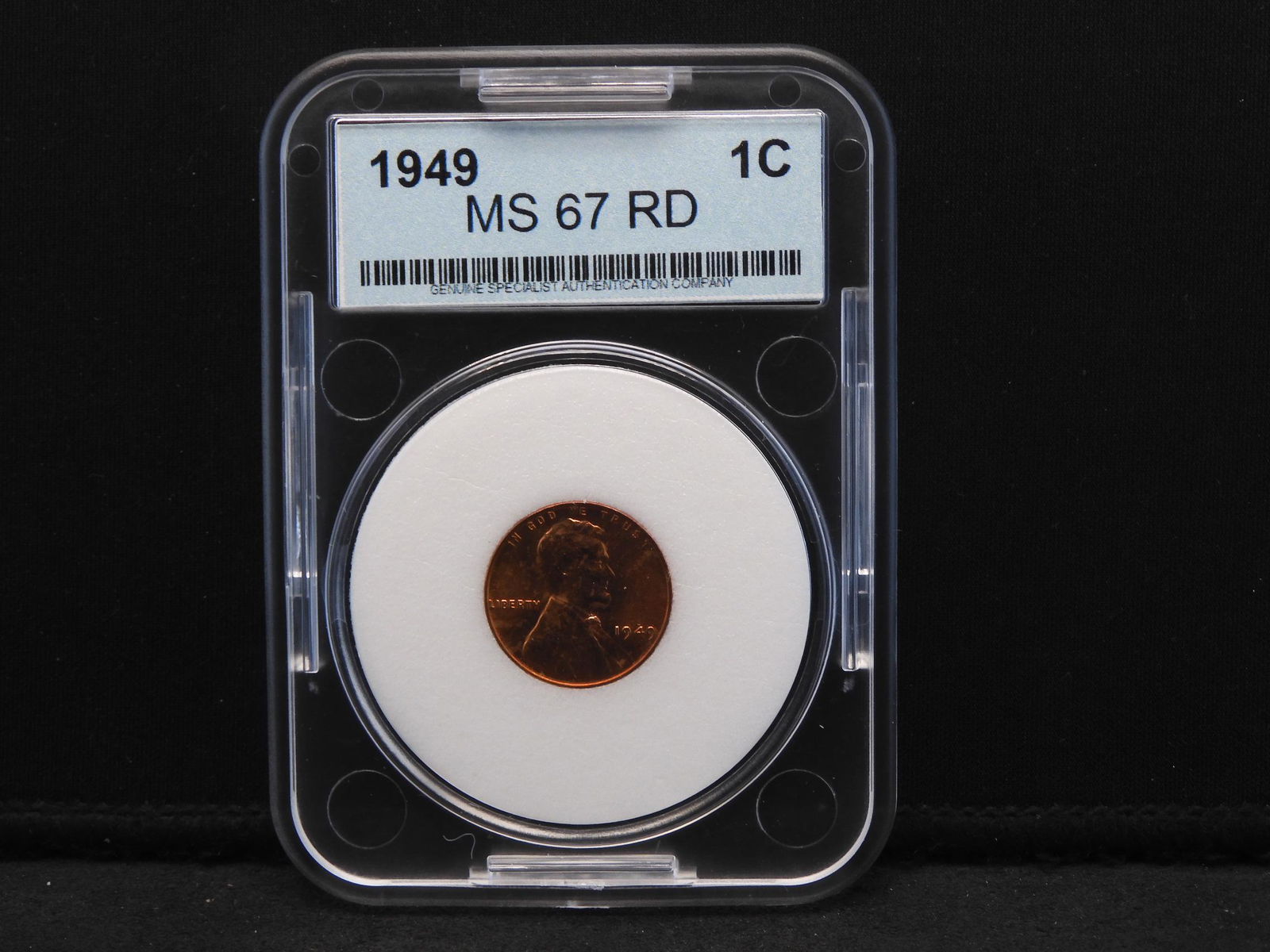 1949 Lincoln Wheat Cent MS 67 RD GSAC (1 of 4)