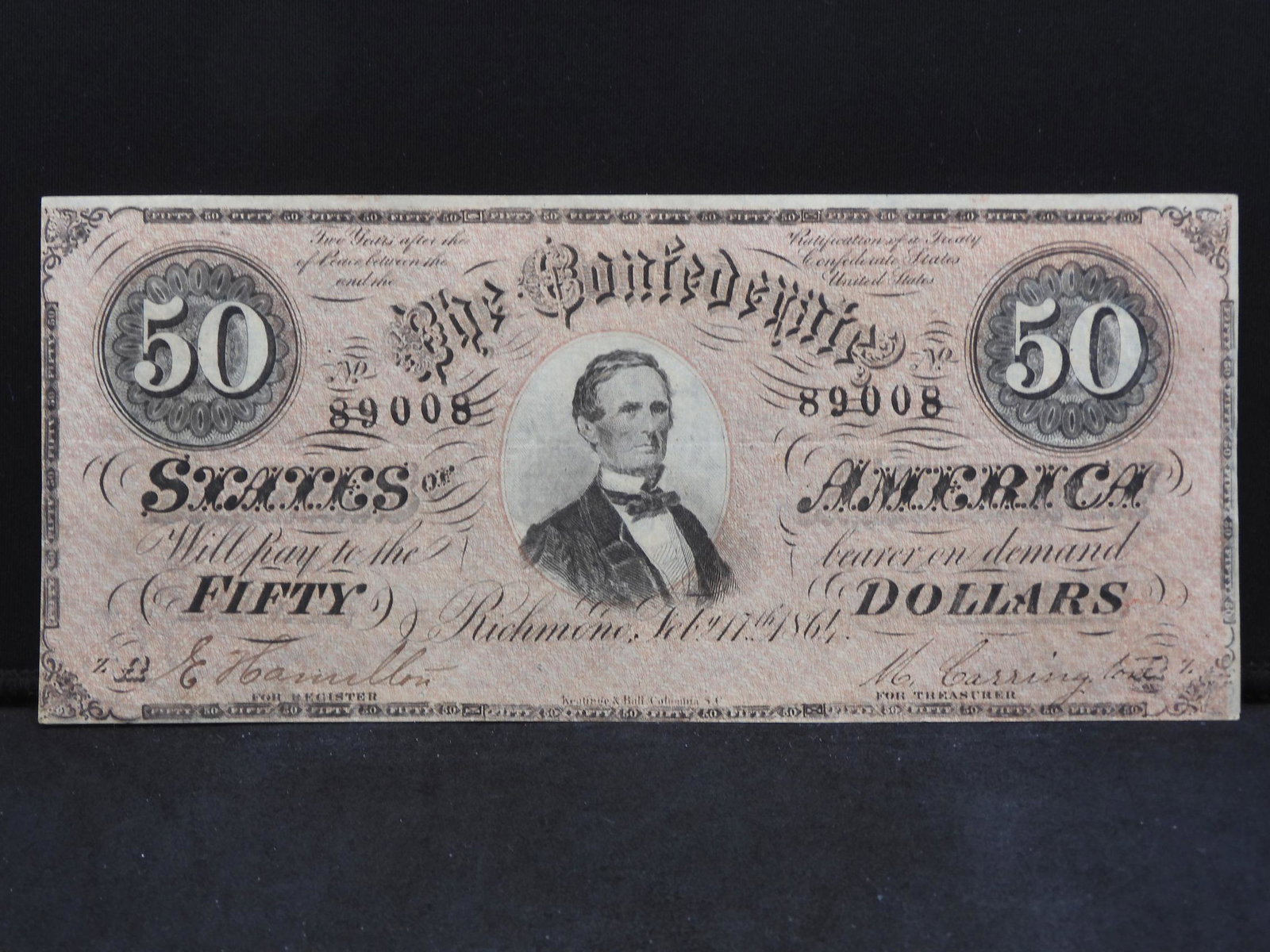 1864 Confederate $50. Choice Crisp Unc.: 1864 Confederate $50. Choice Crisp Unc.
