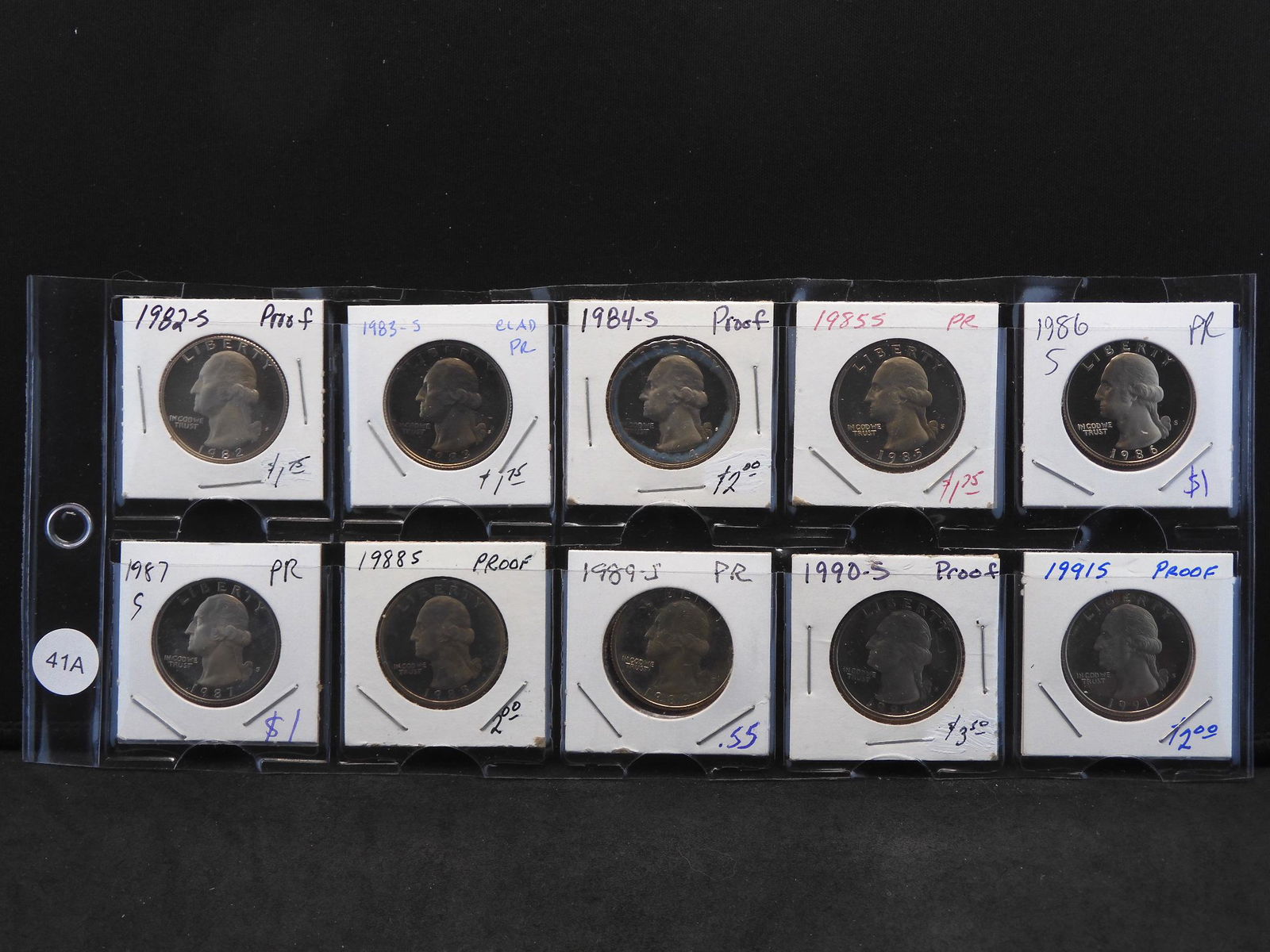 (10) Proof Washington Quarters: 1982-S, 83-S, 84-S, (1 of 13)