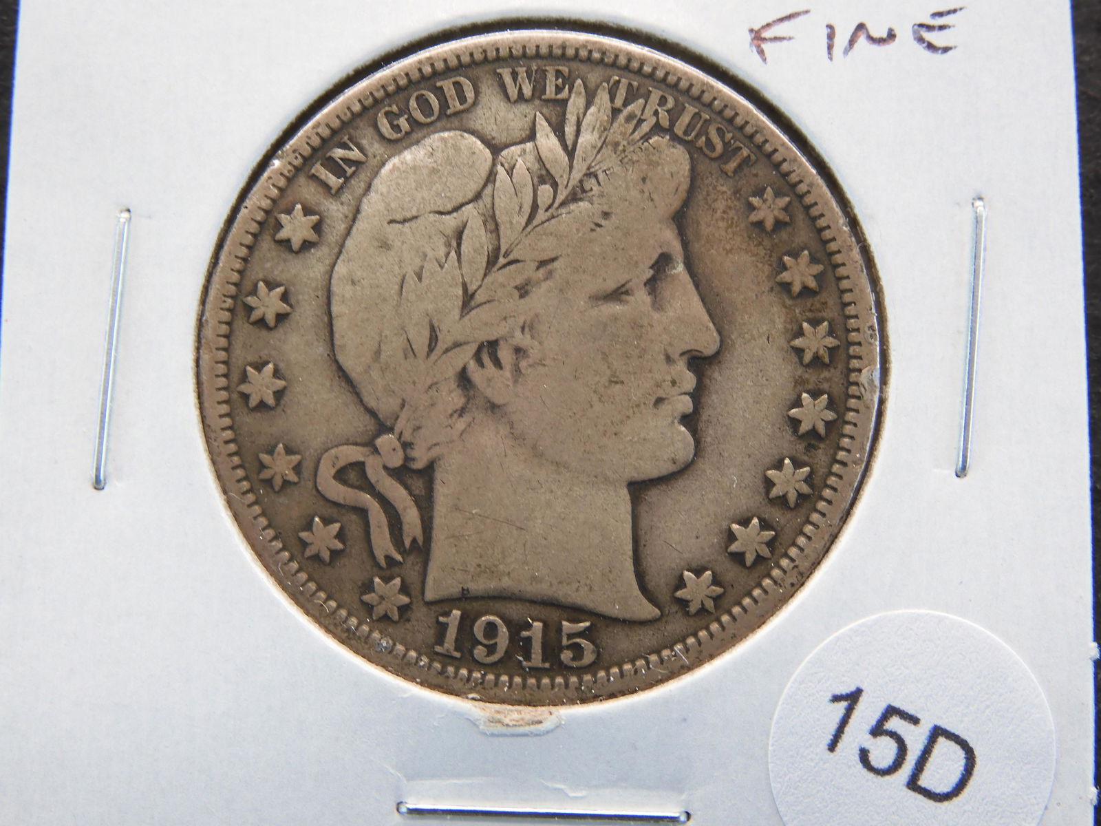 1915-D Barber 50c.  Fine. (1 of 3)