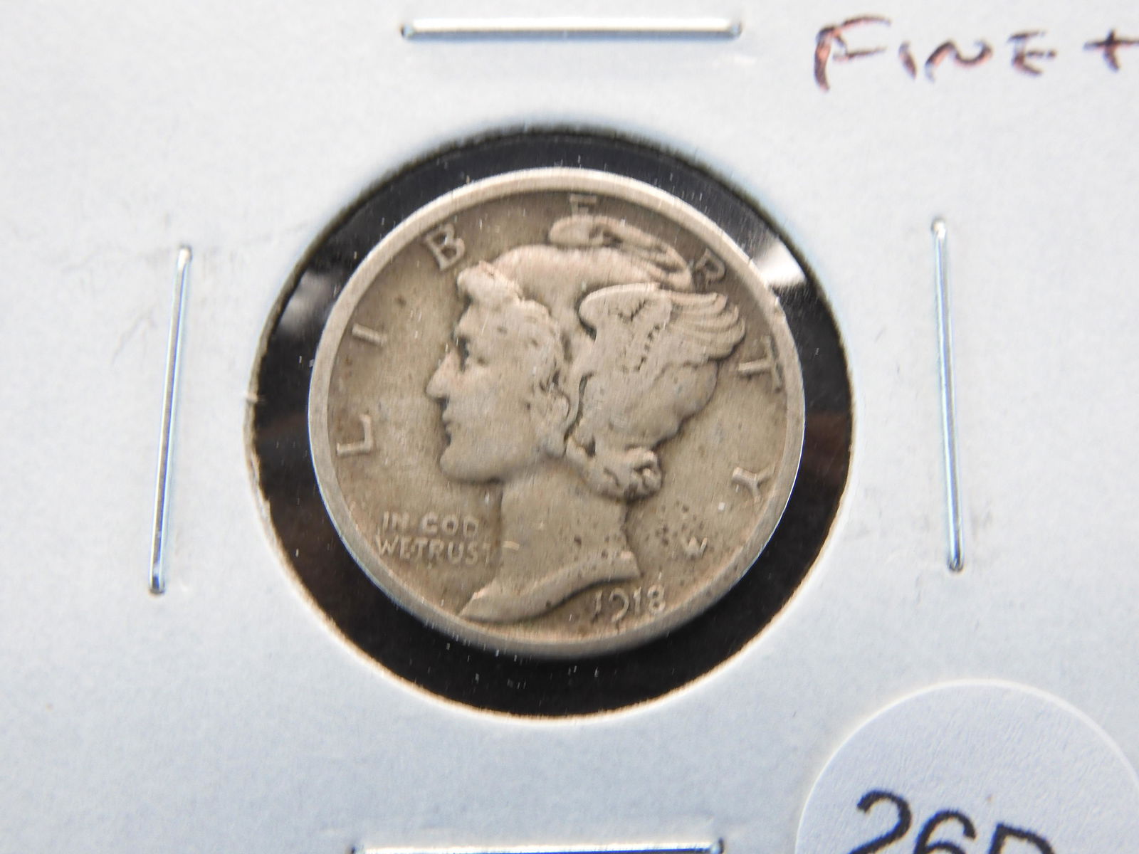 1918-D Mercury 10c.  Fine+ (1 of 3)