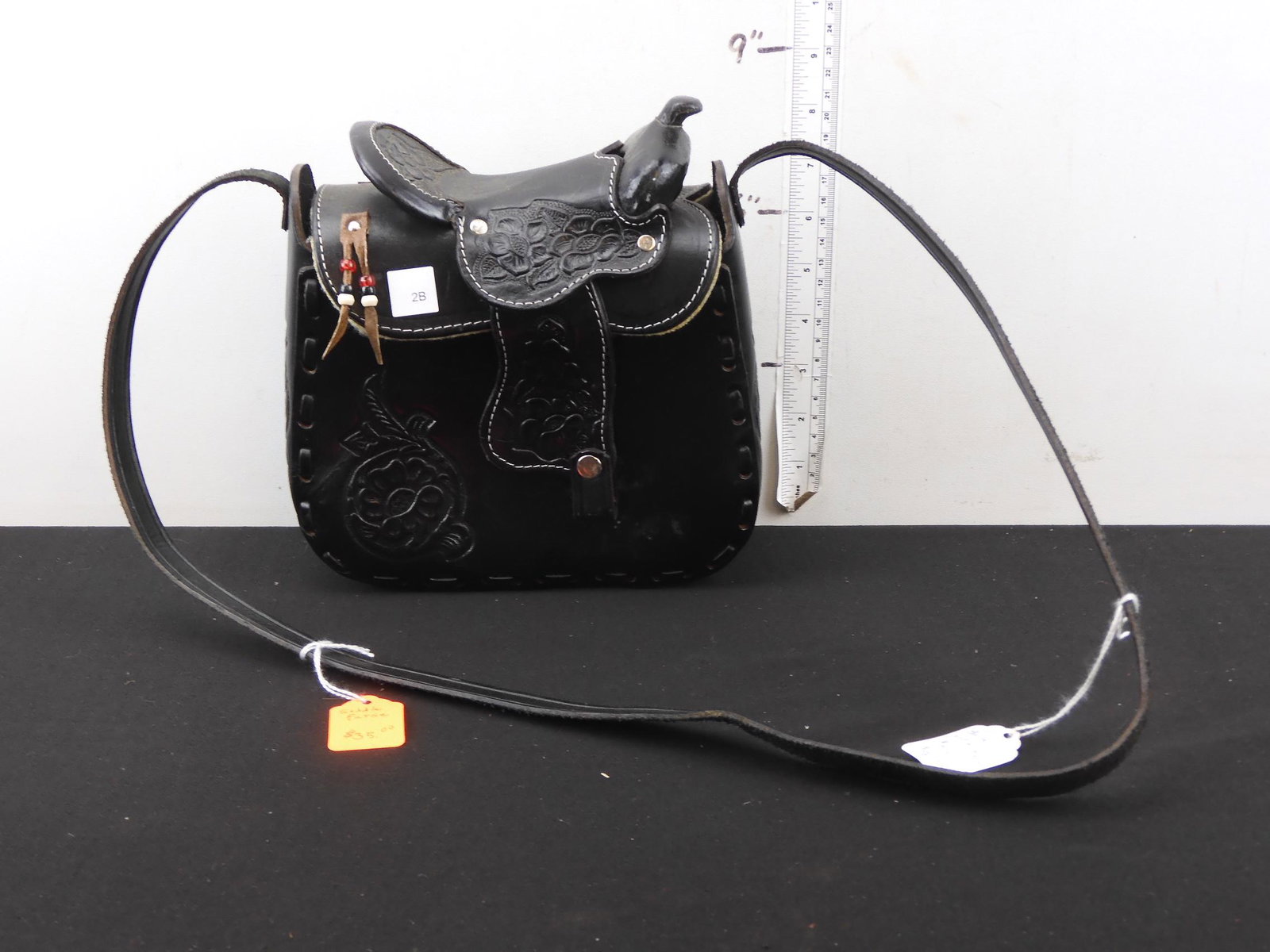 Hand Tooled Leather Saddle Purse: Hand Tooled Leather Saddle Purse