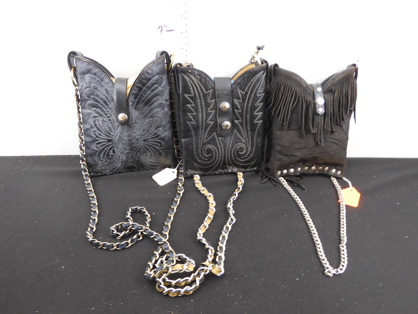 (3) Leather Boot Bags: (3) Leather Boot Bags