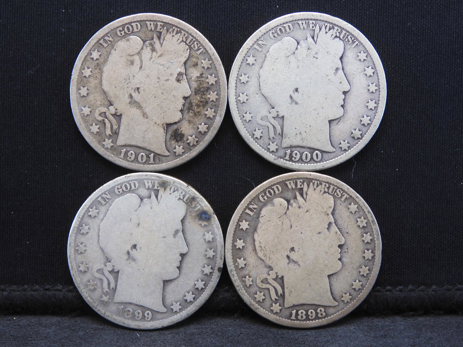 1898 1899 1900 1901 Barber Silver Half Dollars. (1 of 2)