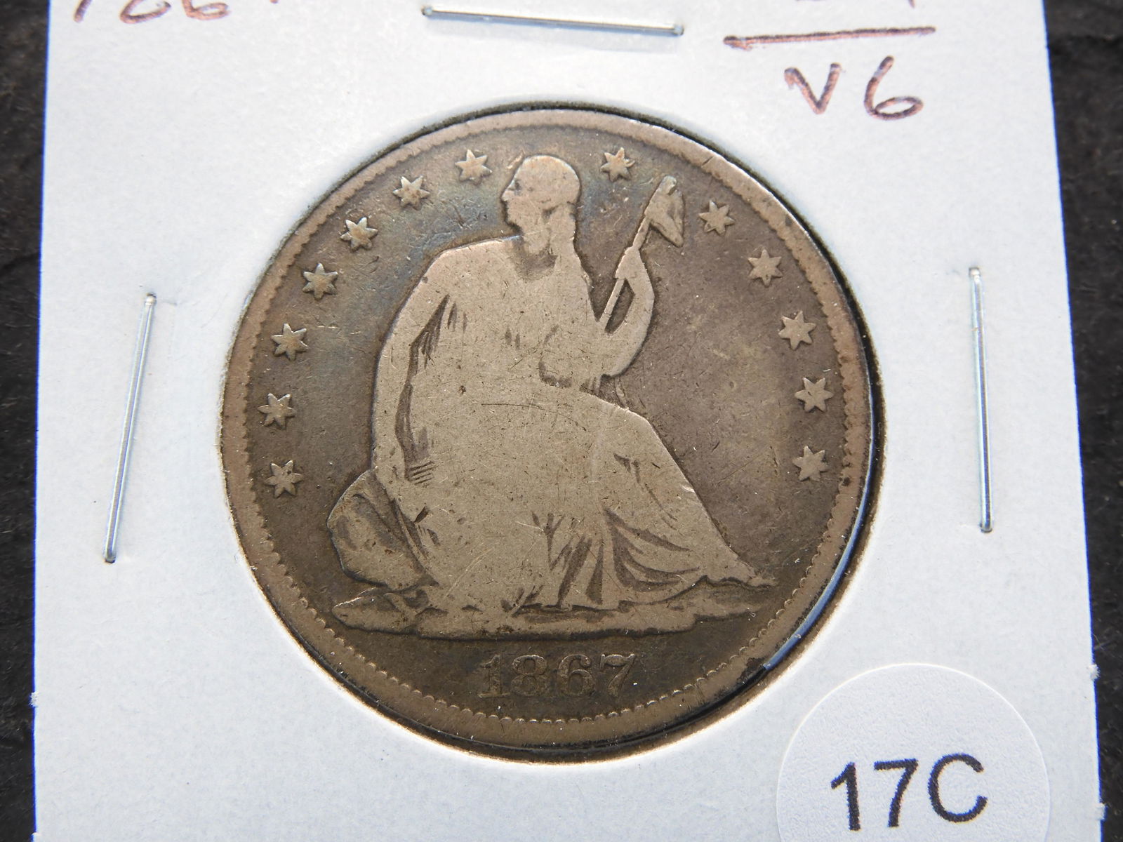 1867 Seated 50c.  VG. (1 of 3)