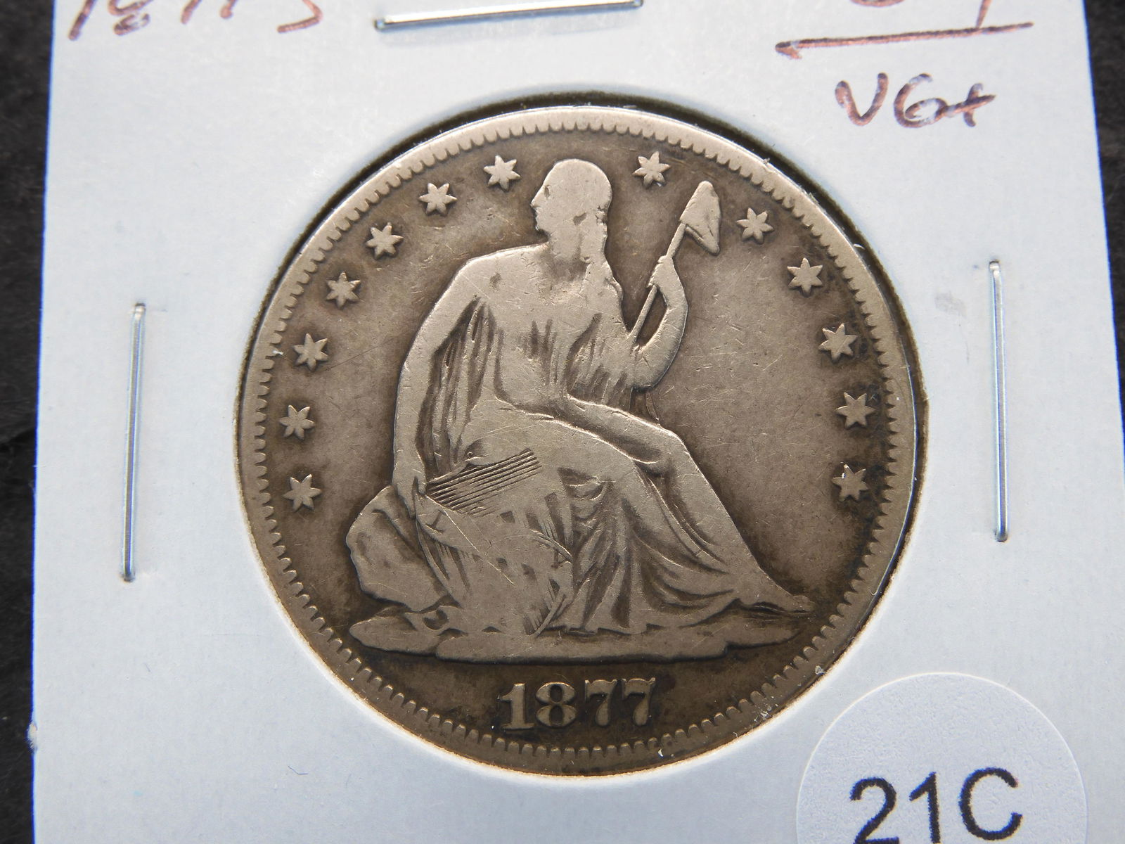 1877-S Seated 50c.  VG+. (1 of 3)