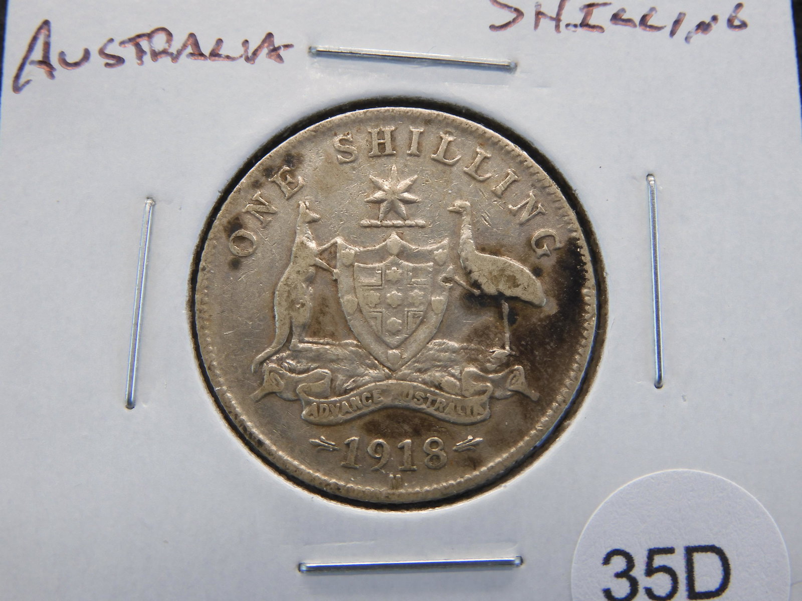 1918 Australia Silver Shilling. (1 of 3)