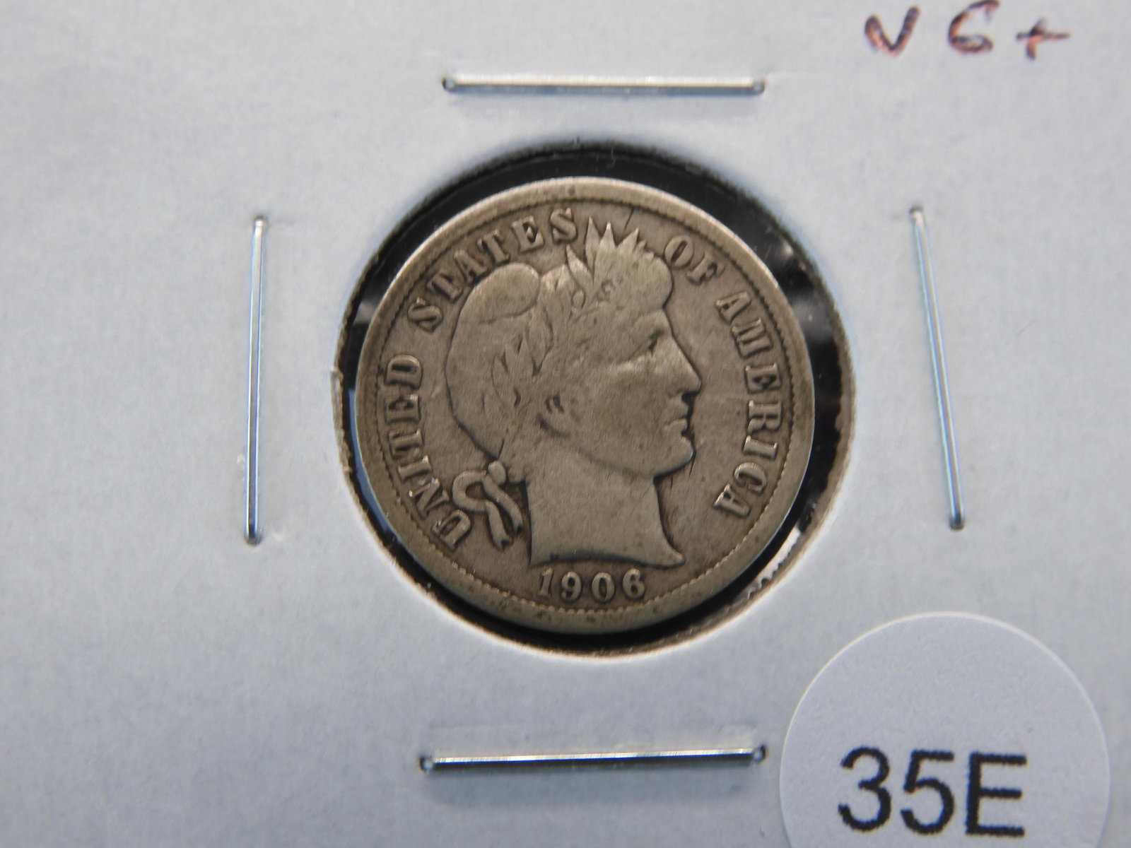 1906-D Barber 10c.  VG+. (1 of 3)