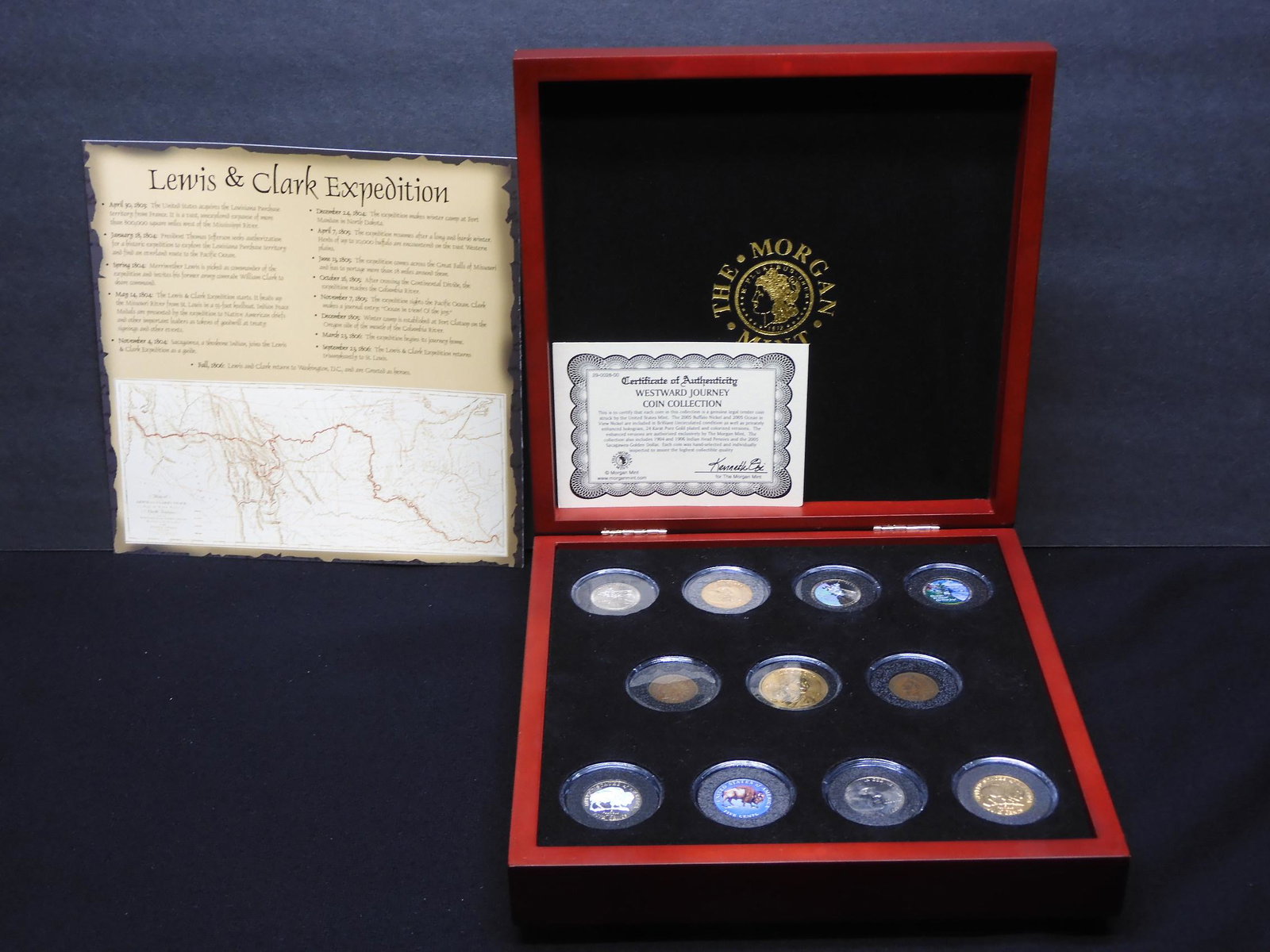 Lewis & Clark Expedition Collection in Nice Wooden Box: Lewis & Clark Expedition Collection in Nice Wooden Box - 11 Coins - Unique & Special Set!