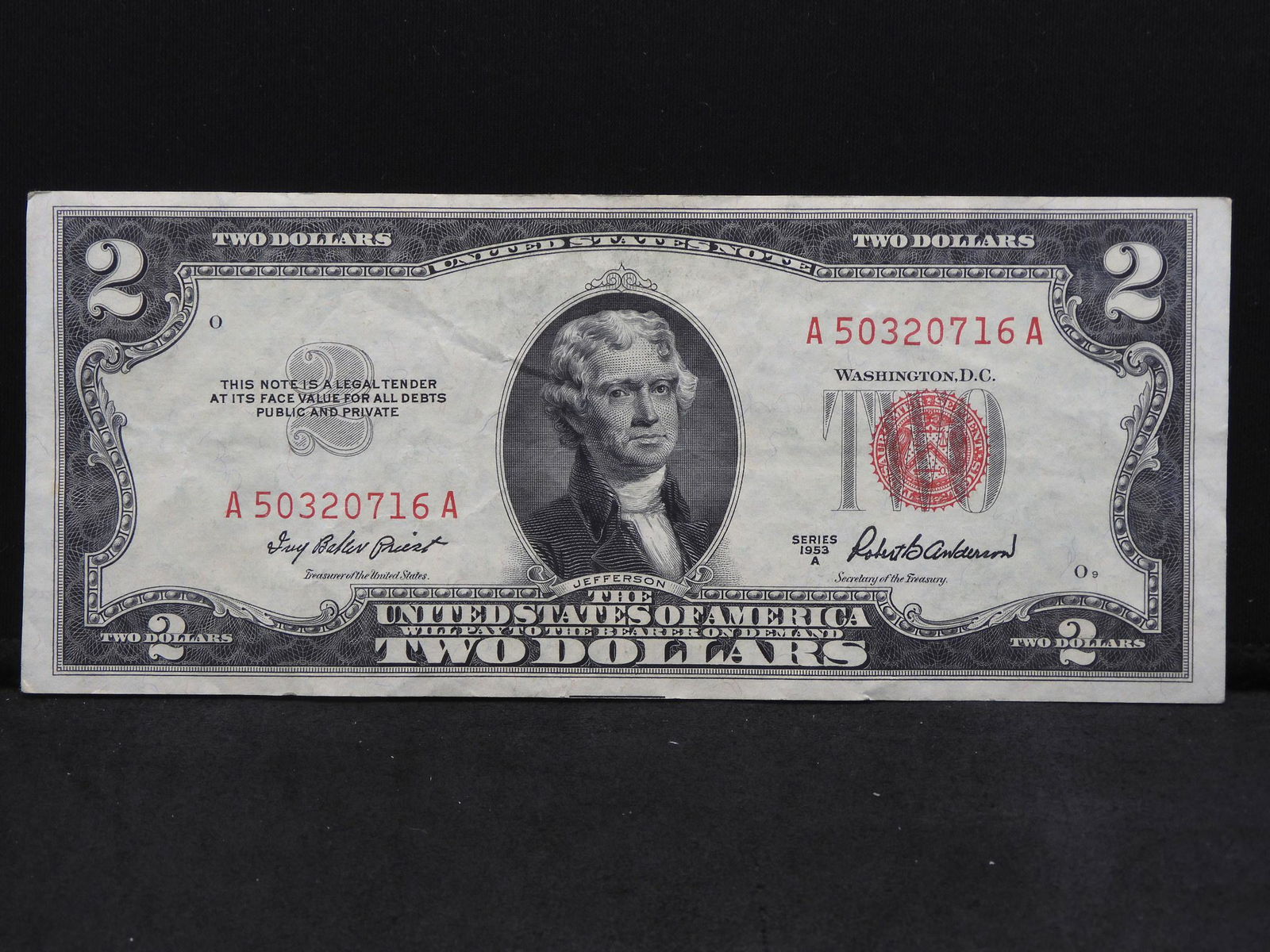 Series 1953-A U.S. $2.00  RED SEAL Note - Crisp (1 of 3)