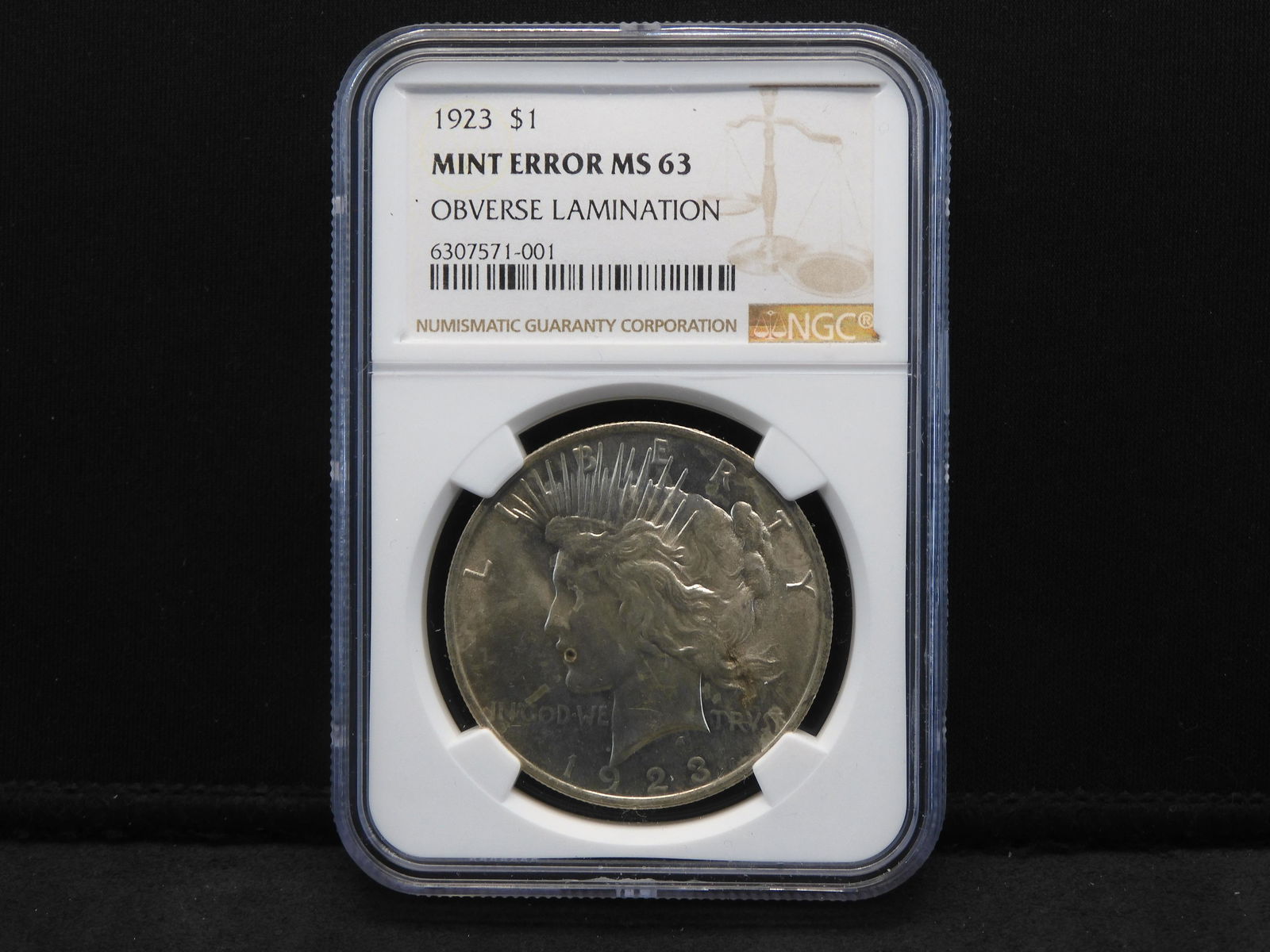 1923 Peace Silver Dollar **MINT ERROR**  NGC Certified (1 of 4)