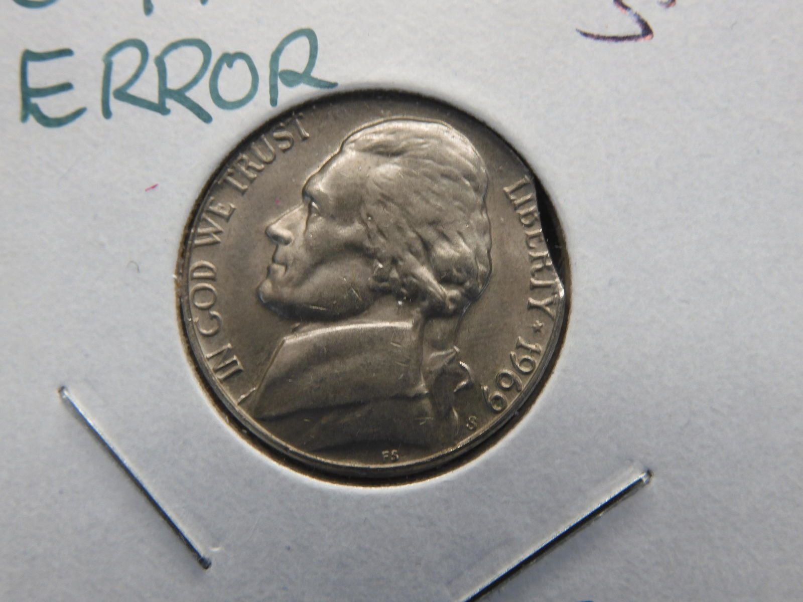 1969-S Die Clip Error Jefferson Nickel (1 of 3)