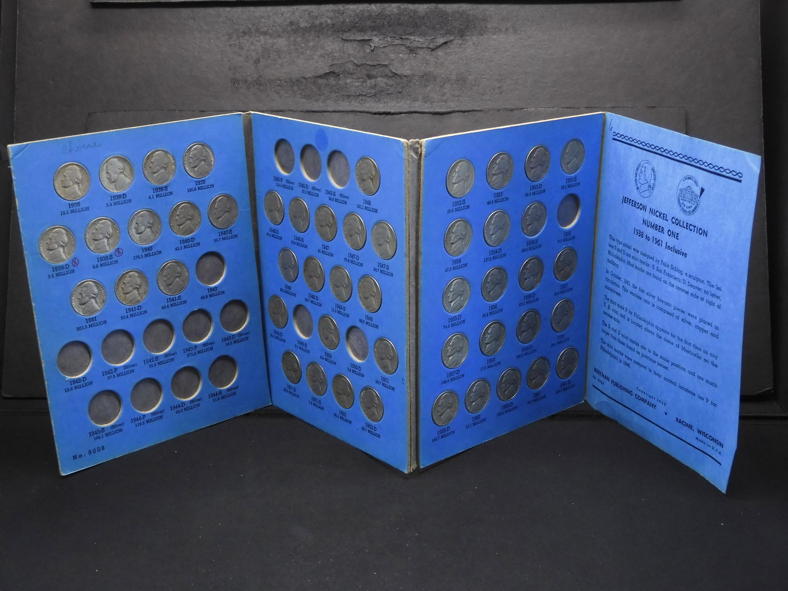 Whitman Folder of Jefferson Nickels 1938-1961-D No (1 of 6)