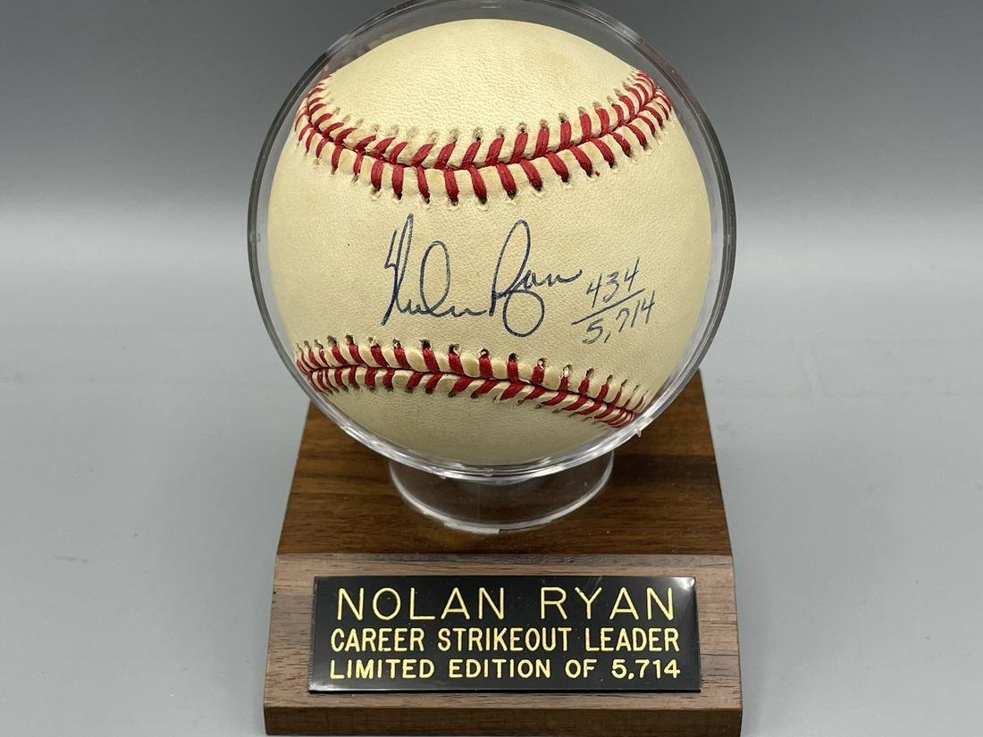 Nolan Ryan Signed OAL Baseball - Scoreboard COA - (1 of 4)