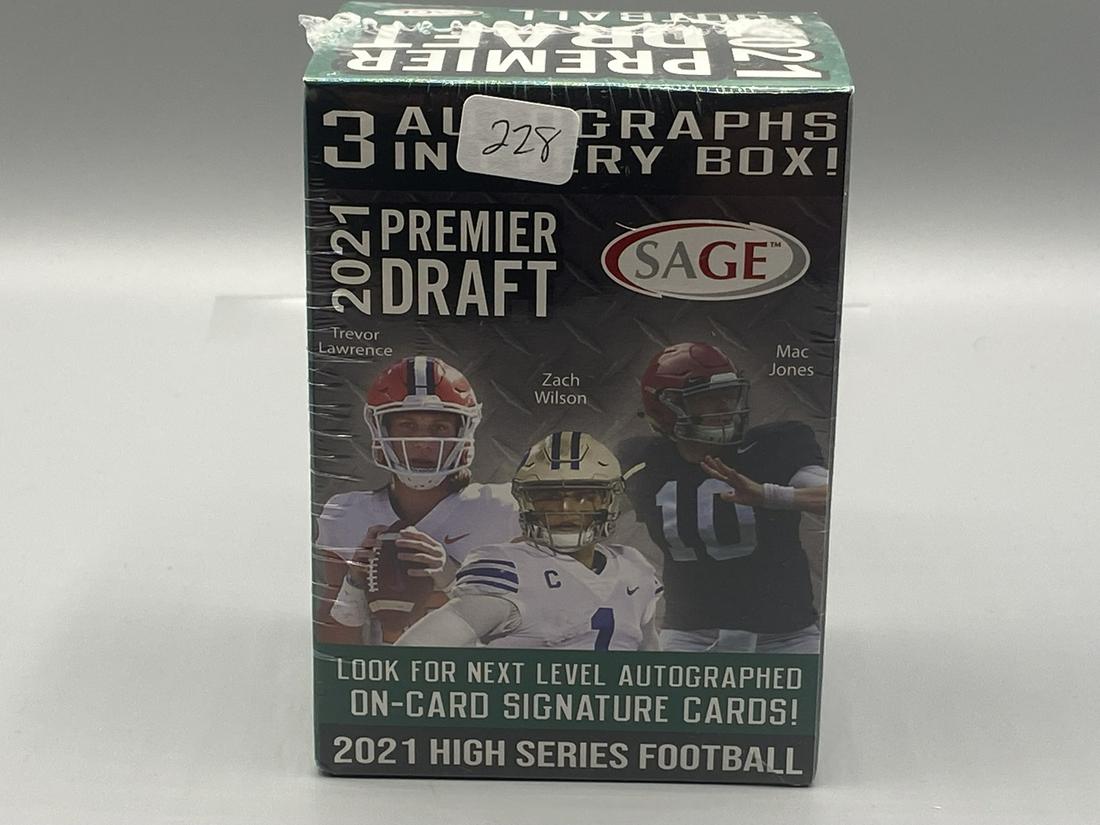 2021 Sage Premier Draft Football Sealed Blaster Box 3 (0228A) on Dec