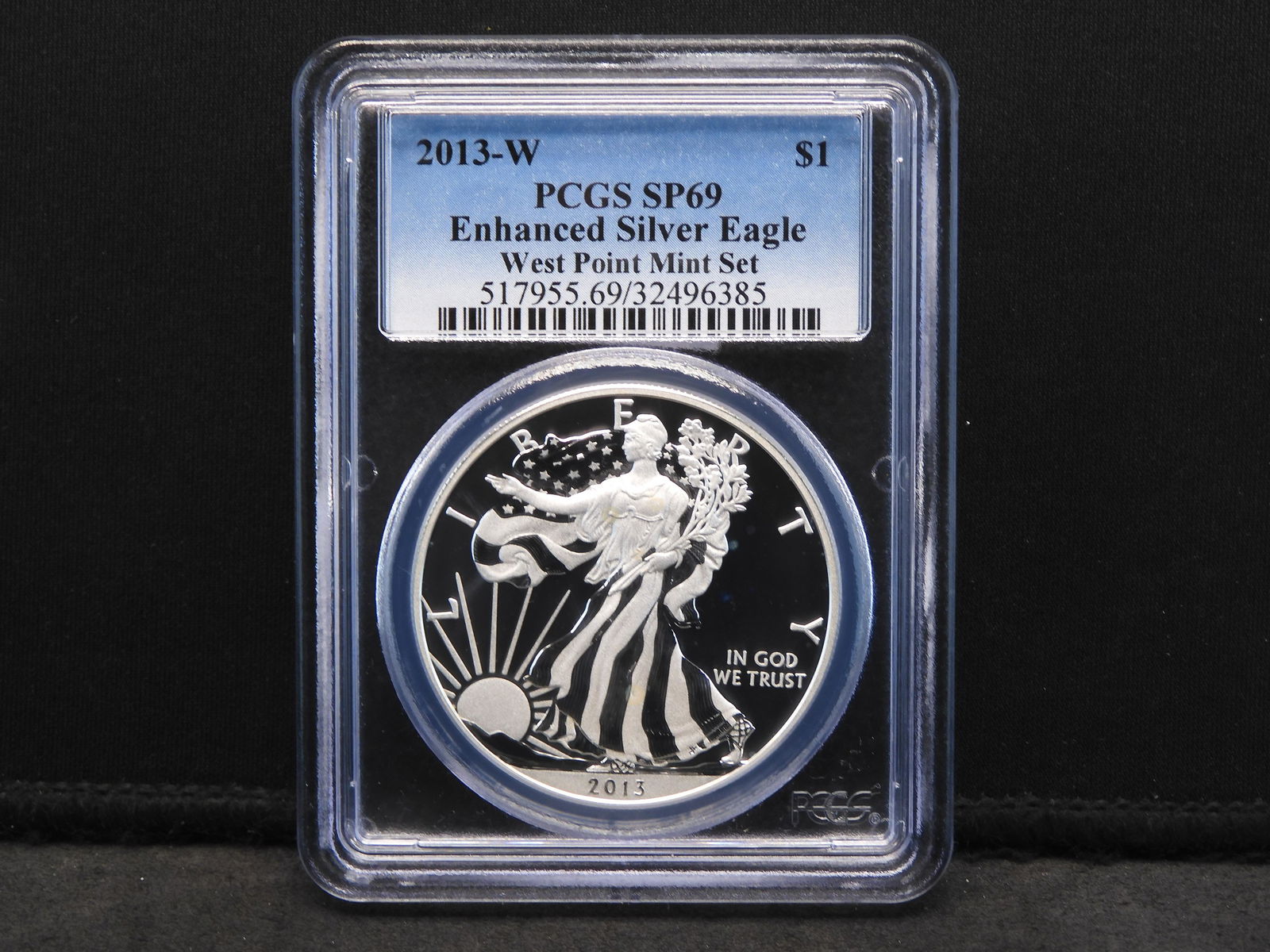 2013-W PCGS SP69 Enhanced Silver American Eagle - West (1 of 4)