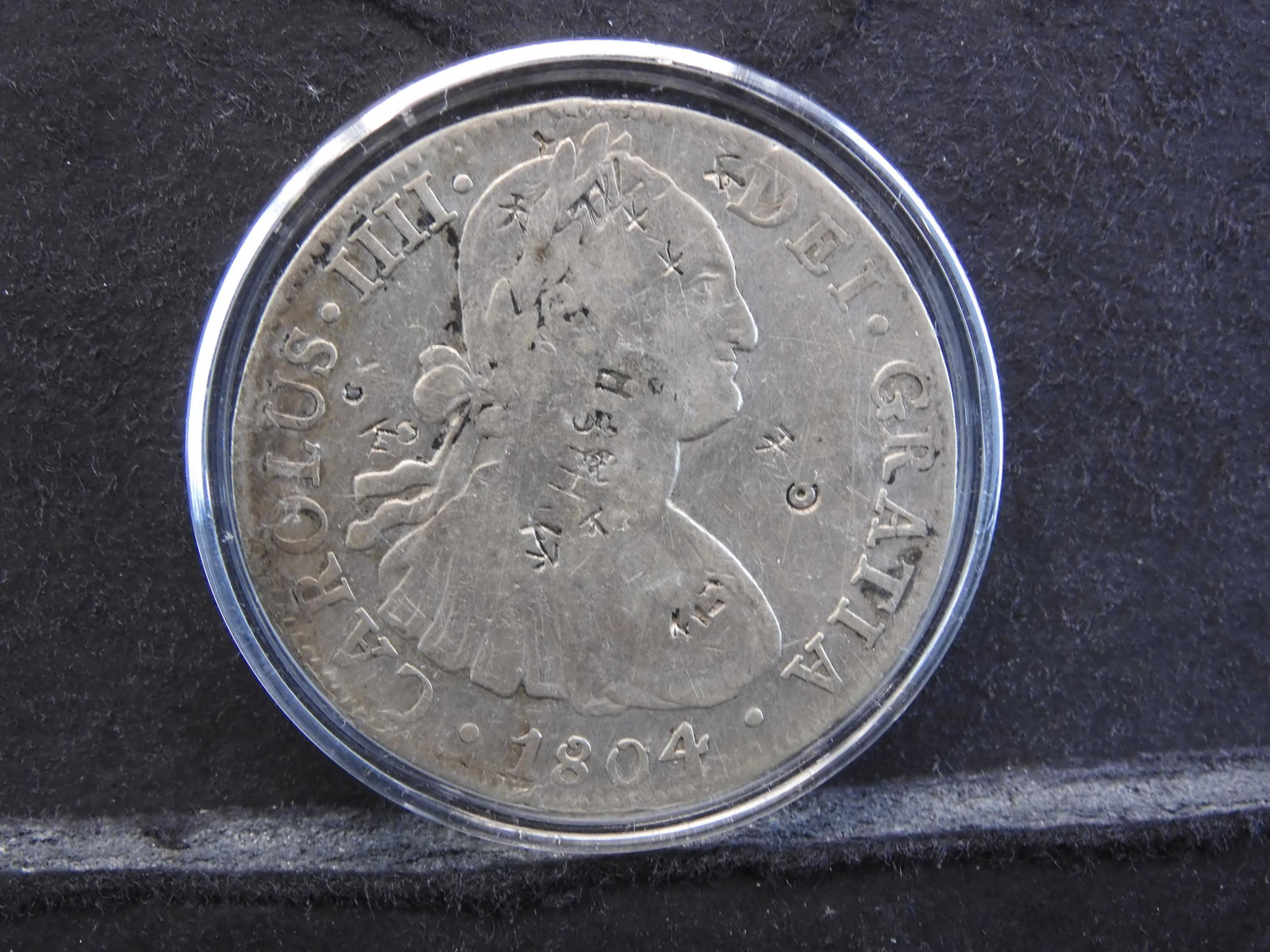 1804 8 Reales many chop marks: 1804 8 Reales many chop marks