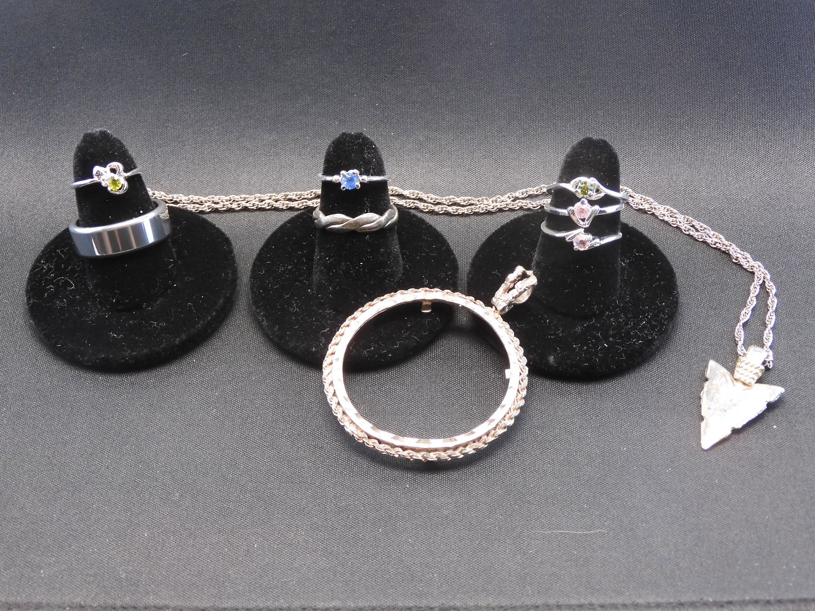 Jewelry lot. 6 Rings with stones, Sterling Silver Ring, (1 of 7)