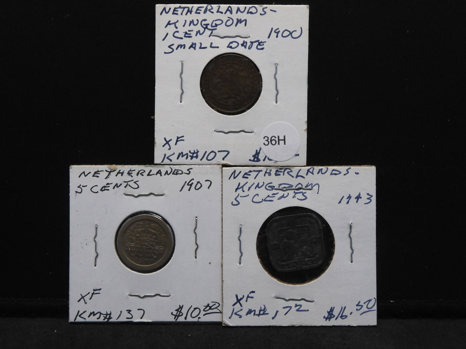 1900 1 Cent, 1907 & 1943 5 Cents From The Netherlands (1 of 7)