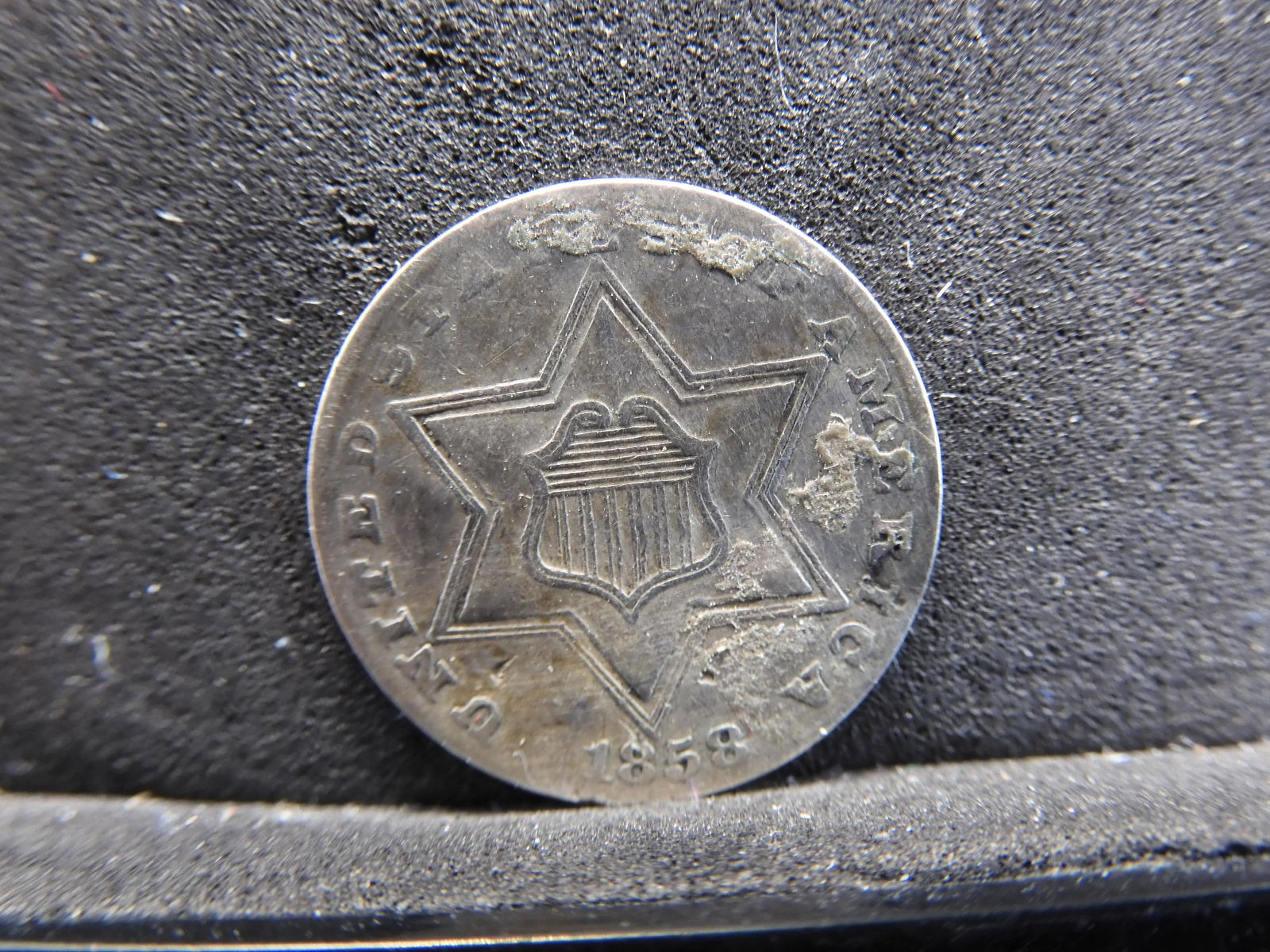 1858 Three Cent Silver - Bent - Great Filler Coin! (1 of 2)