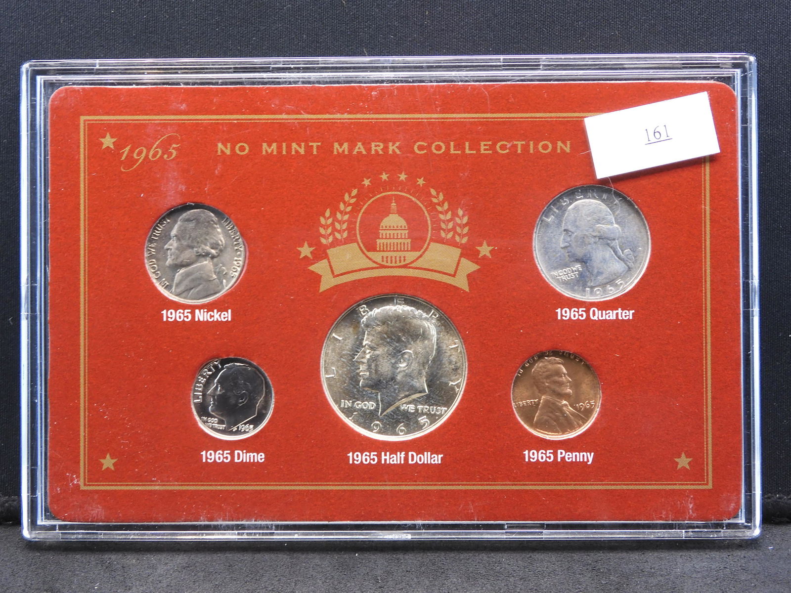 1965 No Mint Mark 5 Coin Year Set w/ 40% Silver Kennedy (1 of 4)