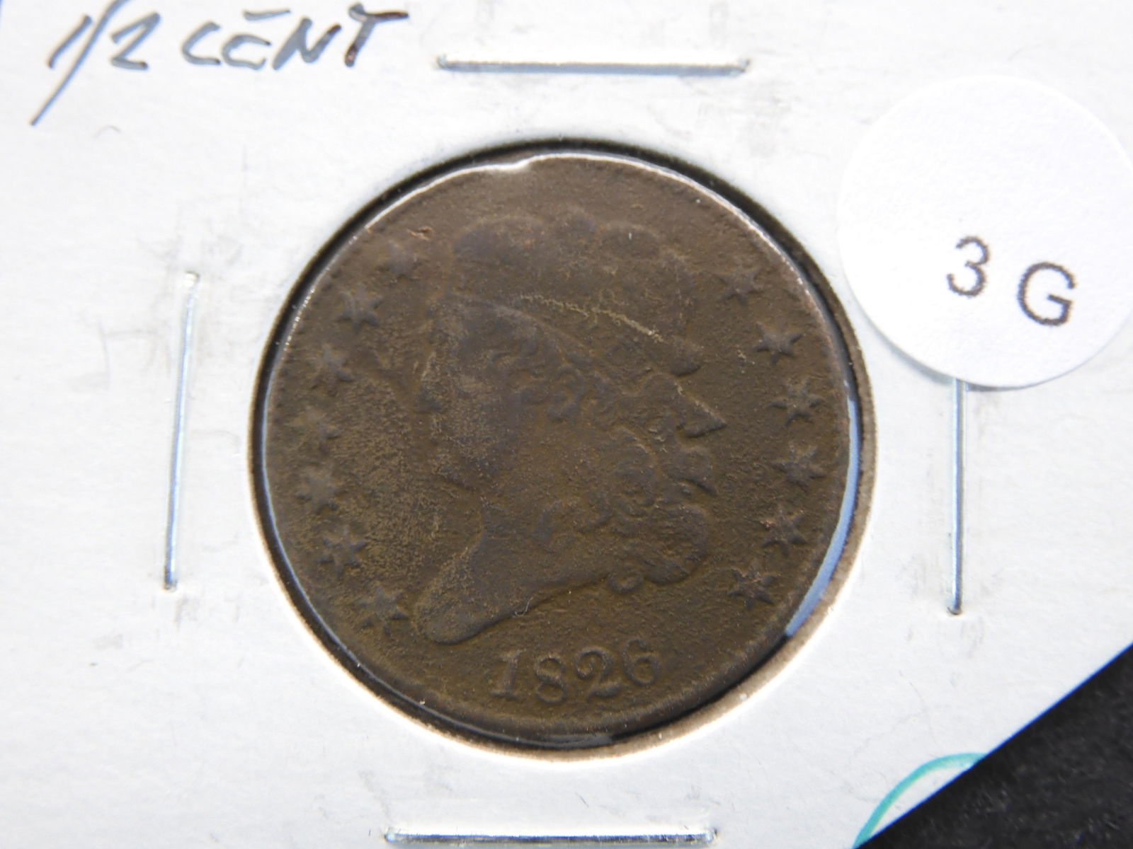 1826 Half Cent.  VF. (1 of 3)