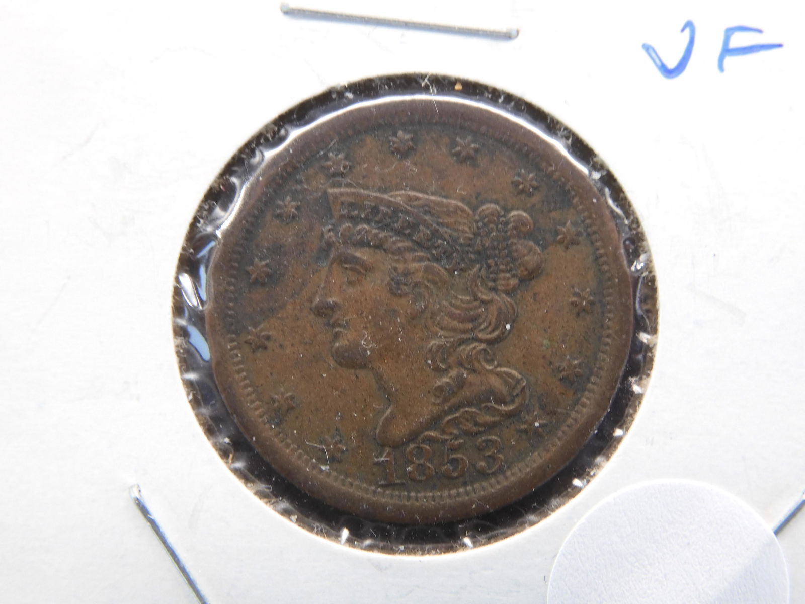 1853 Half Cent.  VF. (1 of 3)