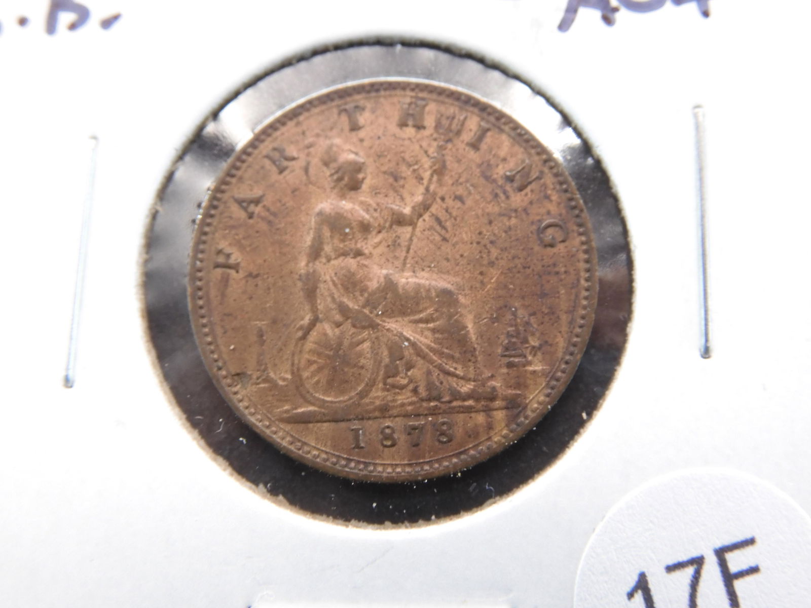 1878 Great Britain Farthing.  AU+. (1 of 3)
