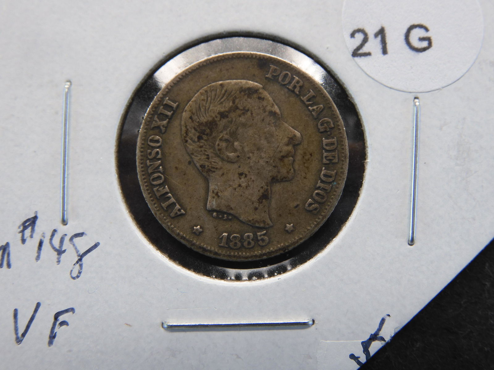 1885 Philippines Silver 10 Centimos.  VF. (1 of 3)