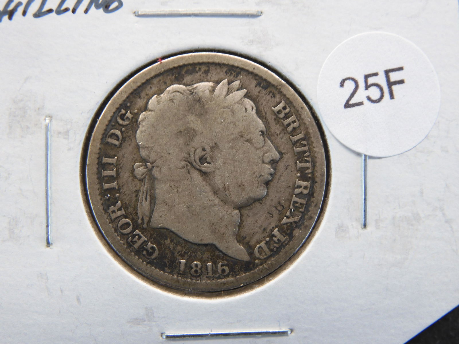 1816 Great Britain Silver Shilling.  Fine. (1 of 3)