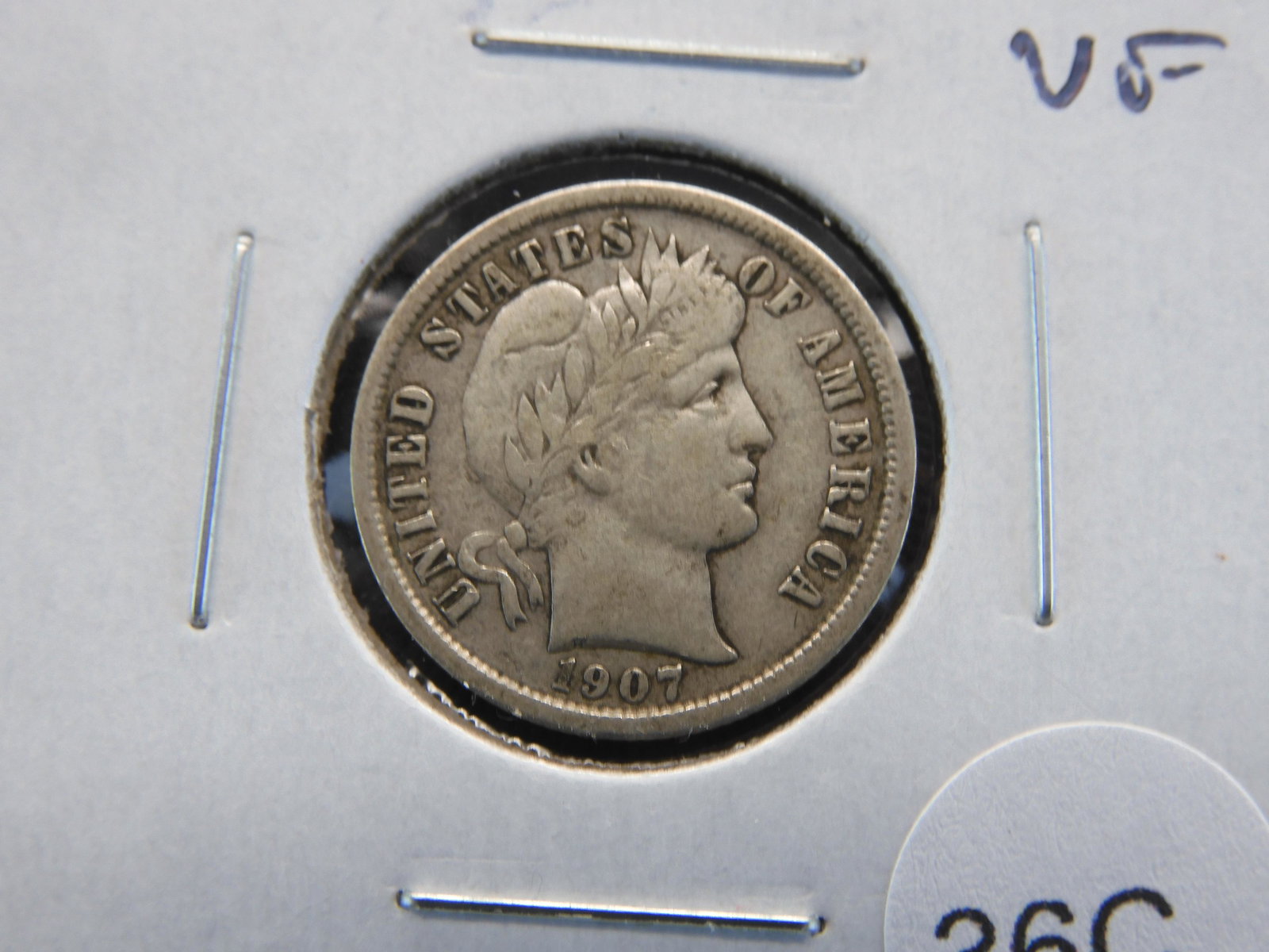 1907-D Barber 10c.  VF. (1 of 3)