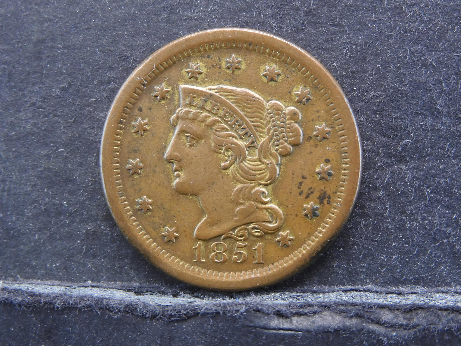 1851 Braided Hair Large Cent Penny - Sharp (1 of 2)