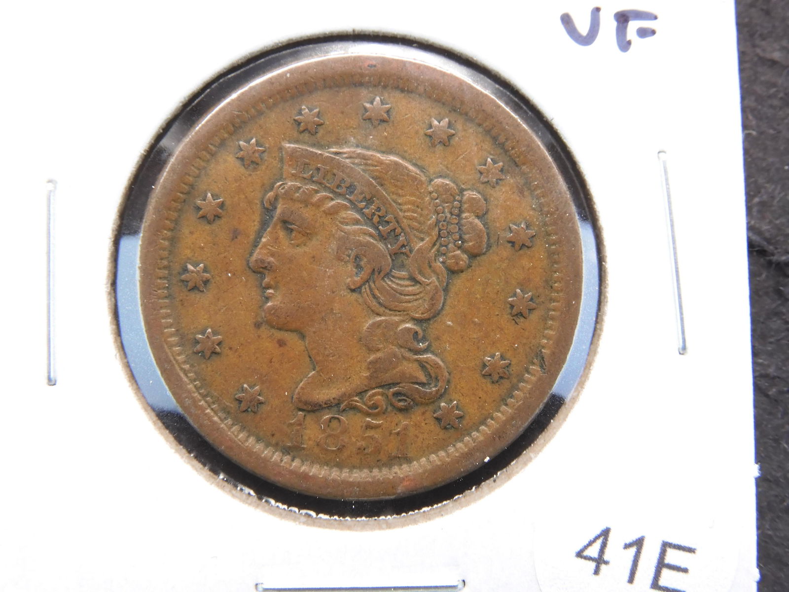 1851 Large Cent.  VF. (1 of 3)