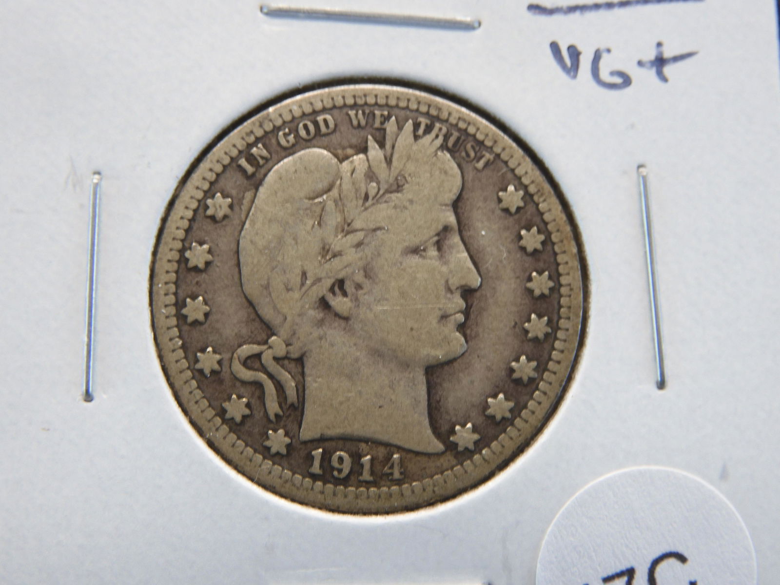1914 Barber 25c.  VG+. (1 of 3)